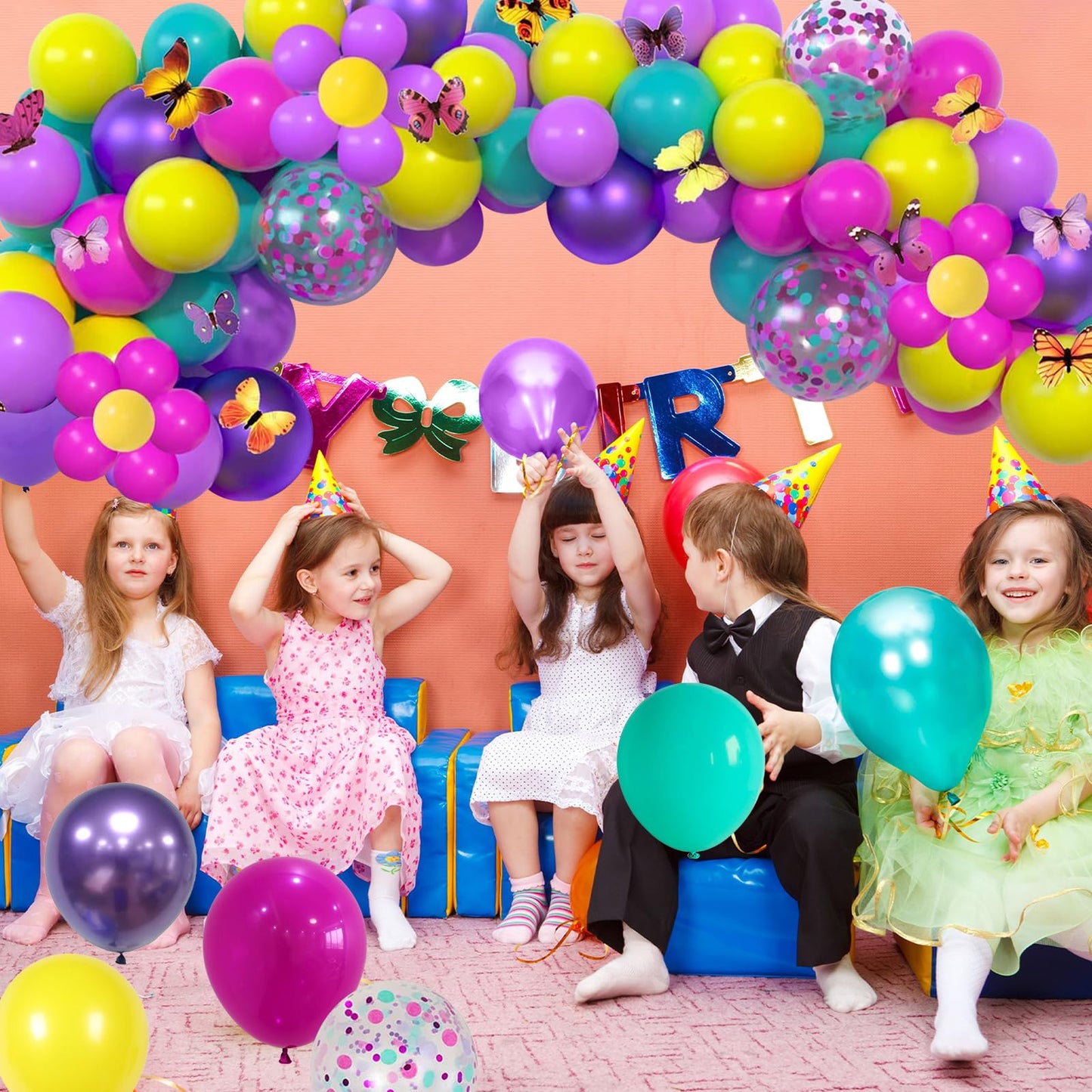 Pink Blue Purple Balloon, 60 Pcs 12 Inches Hot Pink Metallic Purple Teal Yellow Balloons Confetti Balloons for Kids Magic Theme Birthday Decoration Baby Shower Girls Music Party Supplies