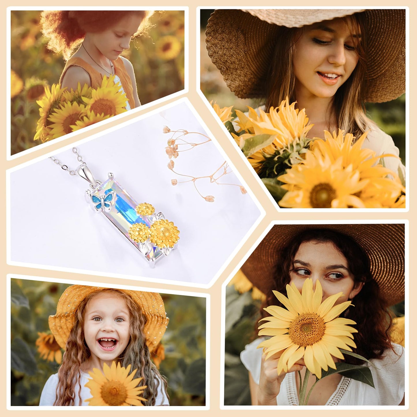 AENEAS Valentines Day Gifts for Women Her Sunflower Necklace for Women 925 Sterling Silver Butterfly Sunflower Necklace 18K Gold Plated Hypoallergenic Crystal Jewelry Gift for Wife