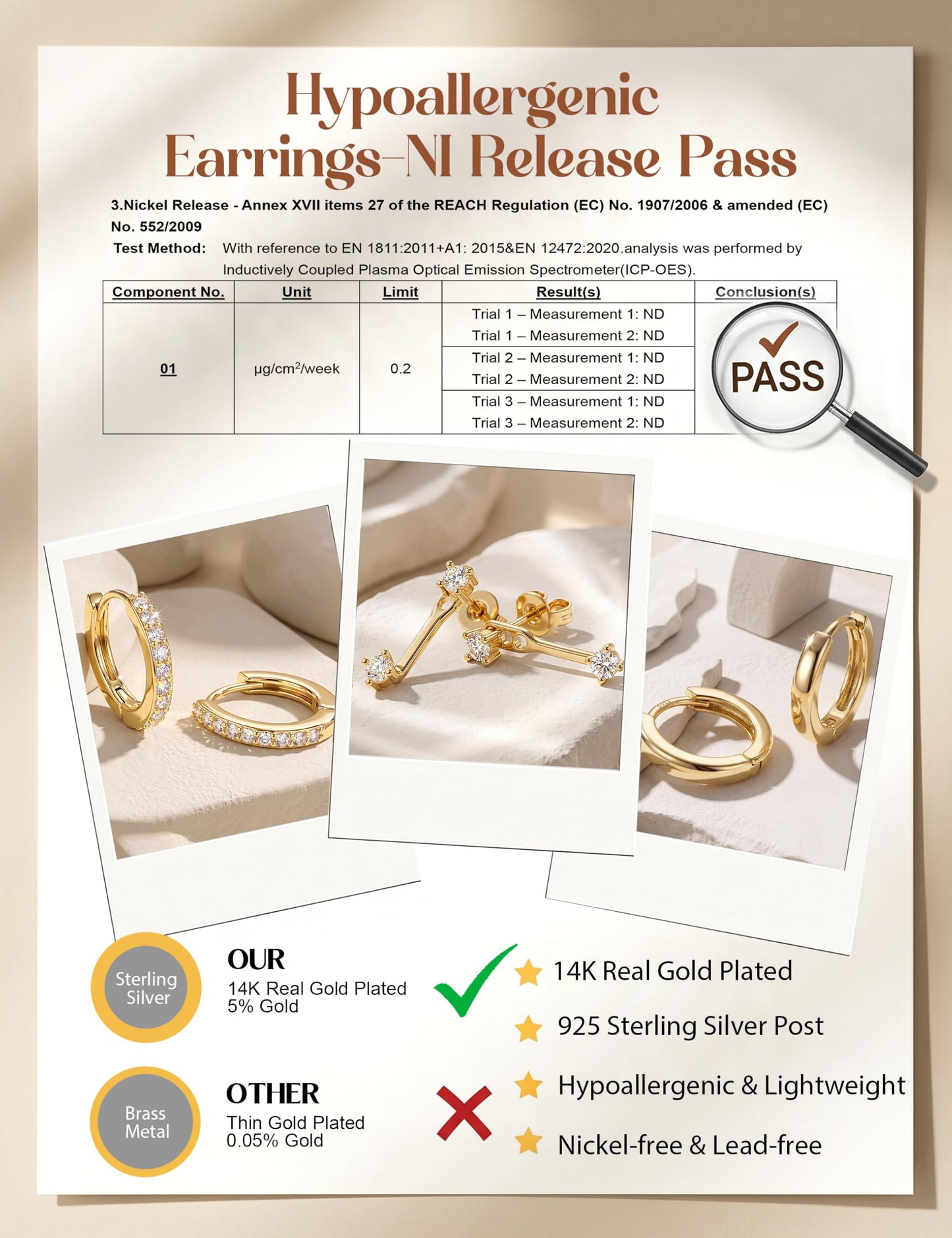MILACOLATO 925 Sterling Silver Earrings for Women, 14K Gold Plated Small Huggie Hoop Earrings Sets for Multiple Piercing Hypoallergenic Jewelry, CZ Cartilage Earrings Stacks Trendy Jewelry Gifts, 3 Pairs-D