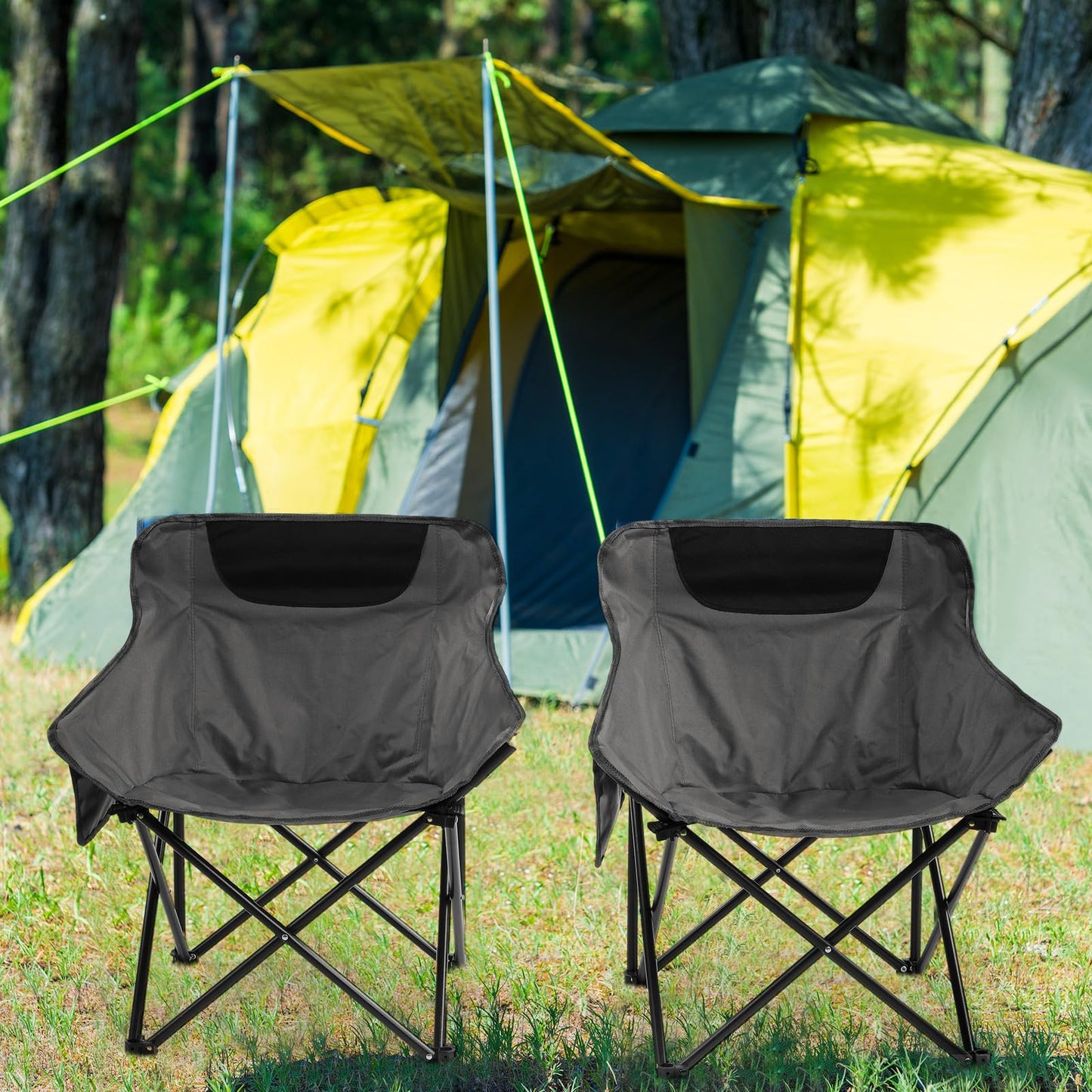 FairySandy 6 Pack Portable Folding Camping Chairs Lightweight Backpacking Chairs Collapsible Camp Chairs for Adults with Storage Bag Beach Camping Chairs for Outdoor, Picnic, Festival, Hiking, Grey