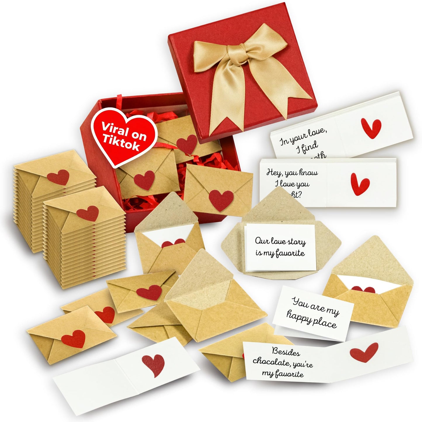 STOFINITY 60 Mini Love Notes With Envelopes - Personalized Valentines Day Gifts For Him, Her, Girlfriend - DIY Valentines Gift For Husband, Wife, Men, Women - Boyfriend Gifts for Birthday, Anniversary