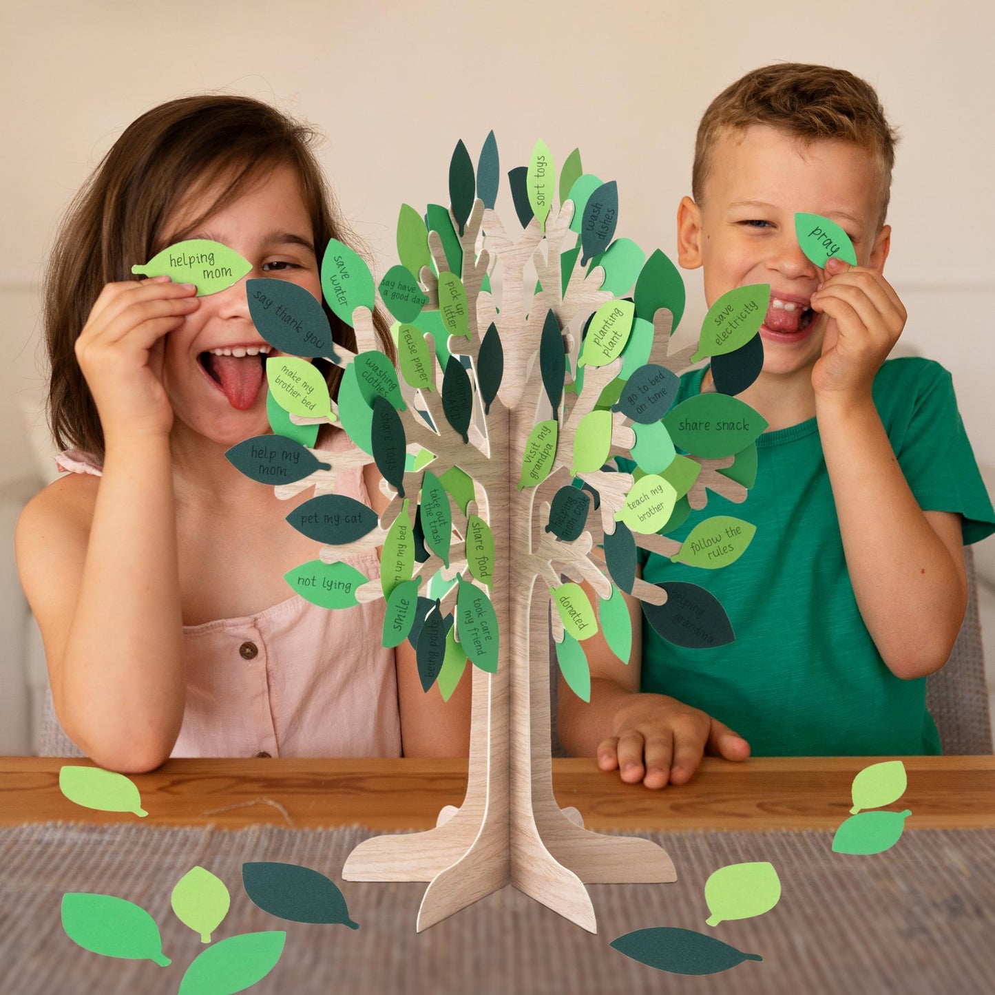 Cheerland Tree of Life Centerpiece Table Decor Thankful Tree for Kids Classroom Activity Fun Gratitude Trees Kit Rustic Woodland Party Supplies Spring Green Leaves 3D Customizable School Decorations