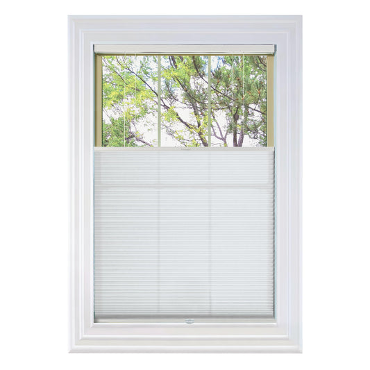 BlindsAvenue Cordless Top Down Bottom Up Cellular Honeycomb Shade, 9/16" Single Cell, Light Filtering, Cotton White, Size: 23" W x 48" H