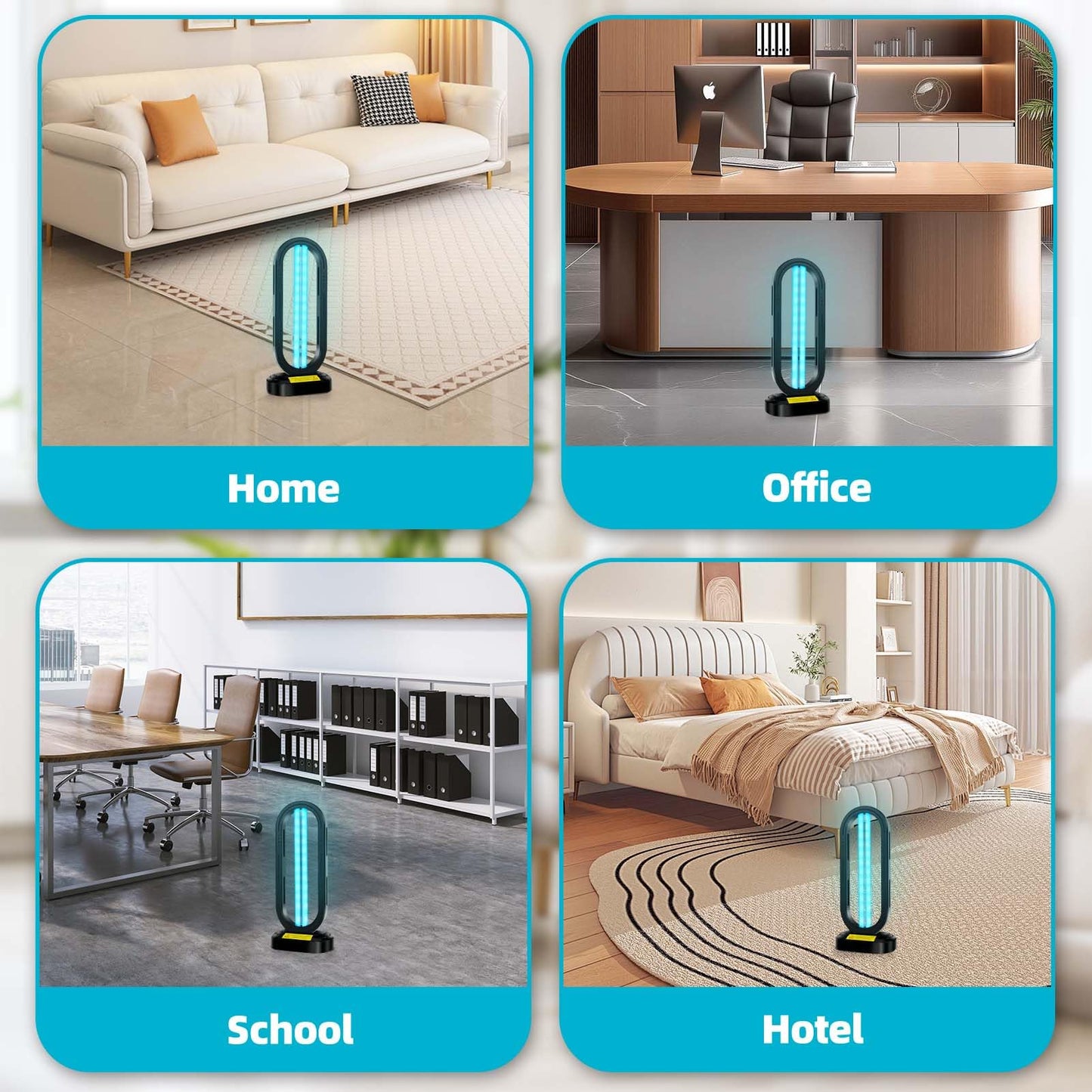 Feefir UV Light Sanitizer,4-Speed Timing and Remote Control UVC Home Disinfection Device,Portable Ultraviolet Light Sanitizer Effectively Mold Remover and Dust Mites,UV Lamp for Whole Room,Black
