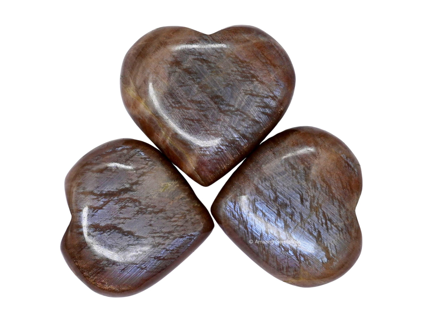 Amazing Gemstone Sun Moonstone Crystal Heart Palm Stone - Pocket Massage Worry Stone for Natural Body Chakra Balancing, Reiki Healing and Crystal Grid