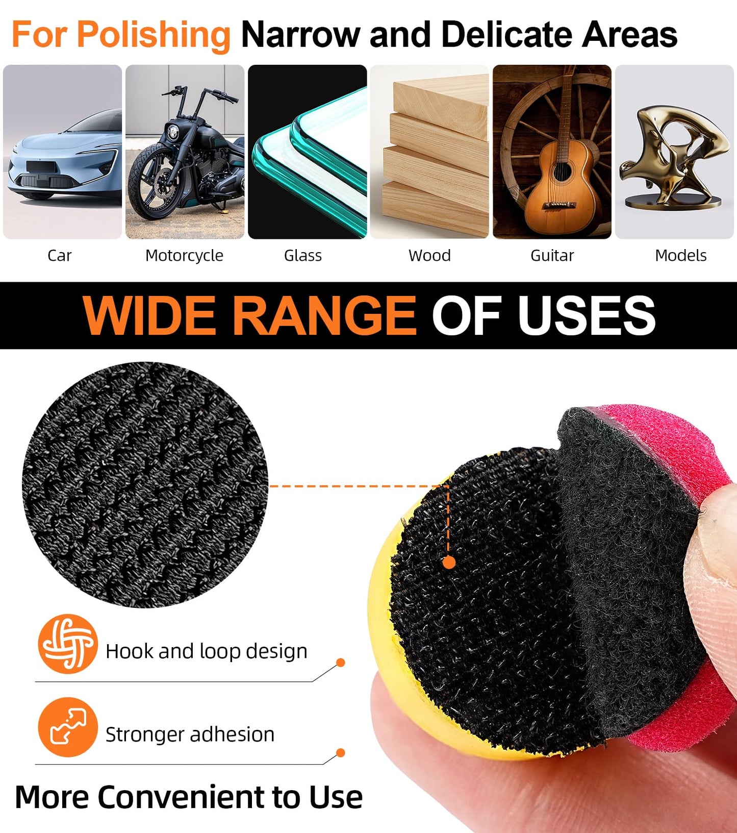 SI FANG 22 Pcs Mini Buffing Polishing Pads Kit, Car Details Mini Polisher Foam Pads for Drill Rotary Tool Buffer Tight Area Detailing Paint Polish Waxing & Glaze, Interior Headlight Door Handles