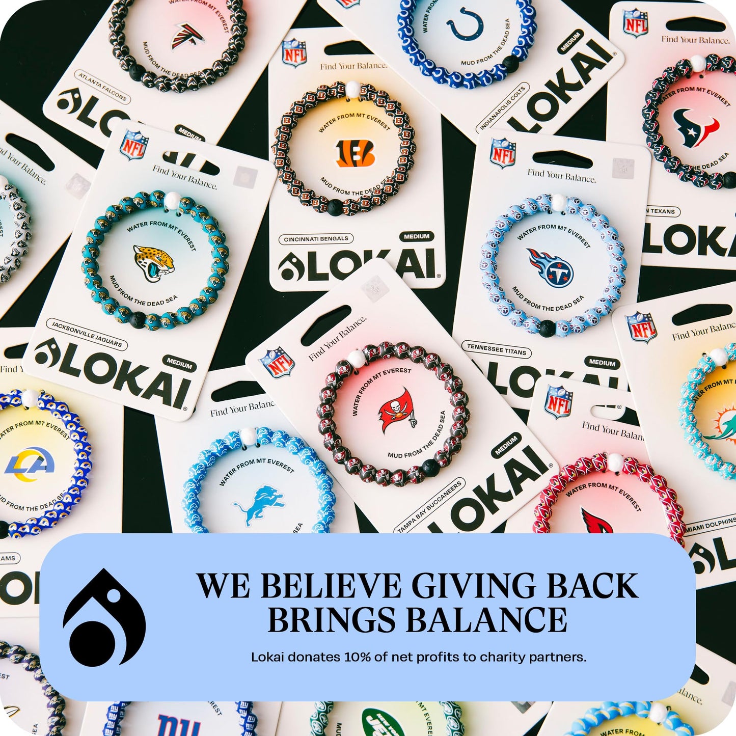 Lokai Silicone Beaded Bracelet for Men & Women, NFL Football Collection - Los Angeles Chargers, Medium - Silicone Jewelry Fashion Bracelet Slides-On for Comfortable Fit