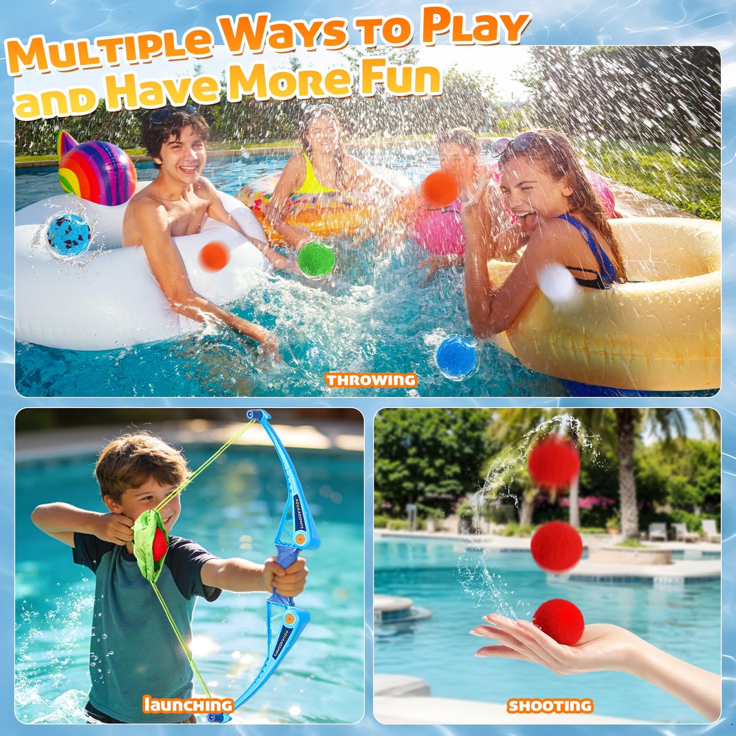AOSPHYS 25Pcs Reusable Water Balloons with 2pcs Bow and Arrow for Kids, Pool Beach Water Fight Equipment for Boys and Girls, Outdoor Summer Toys for Kids Ages 3-12