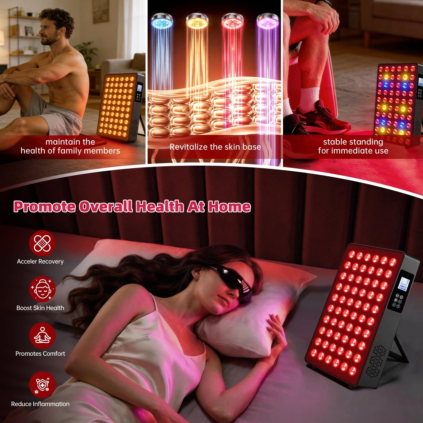 Red Light Therapy,Dual Chip Elite Grade LED 10 Modes and Color Changing Red Infrared Light Device with Near-Infrared Light 660nm 850nm High Power Red Light Therapy Panel at Home, for Body, Face, 115W