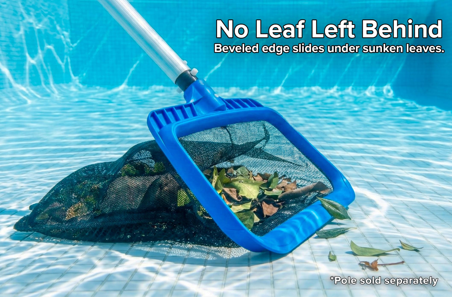 Pool Skimmer Net for Leaves - Leaf Rake for Pool Cleaning // Swimming Pool Leaf Net - Heavy Duty, Reinforced Frame, Large Capacity Pool Rake // The Ultimate Pool Rake for Inground & Above Ground Pools
