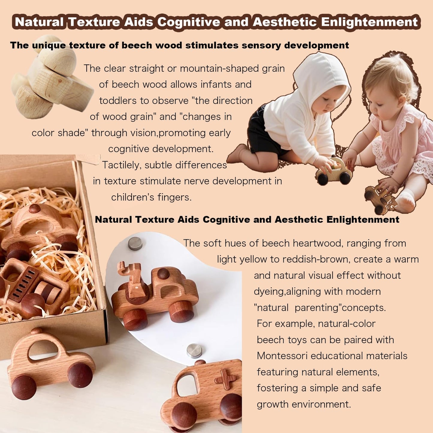 OKULLYSH 8PCS Wooden Toy Cars Set Montessori Push and Pull Baby Toys for 1-3 Years, FSC Certified Non-Toxic Wooden Cars for Toddlers, First Birthday Gifts for 1 Year Old Boy Girl