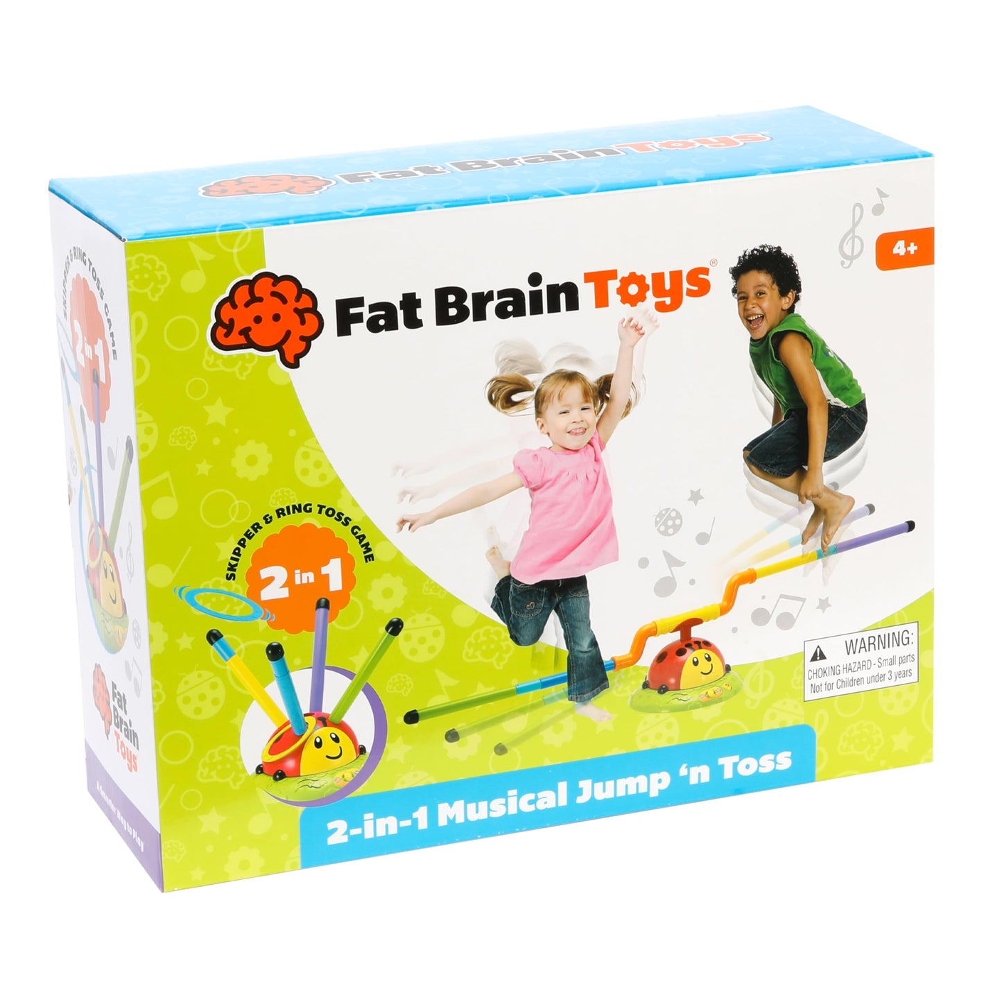 Fat Brain Toys 2-in-1 Musical Jump 'n Toss, Active Indoor/Outdoor Games for Kids Ages 4+, Fun Toys, Kids Activities