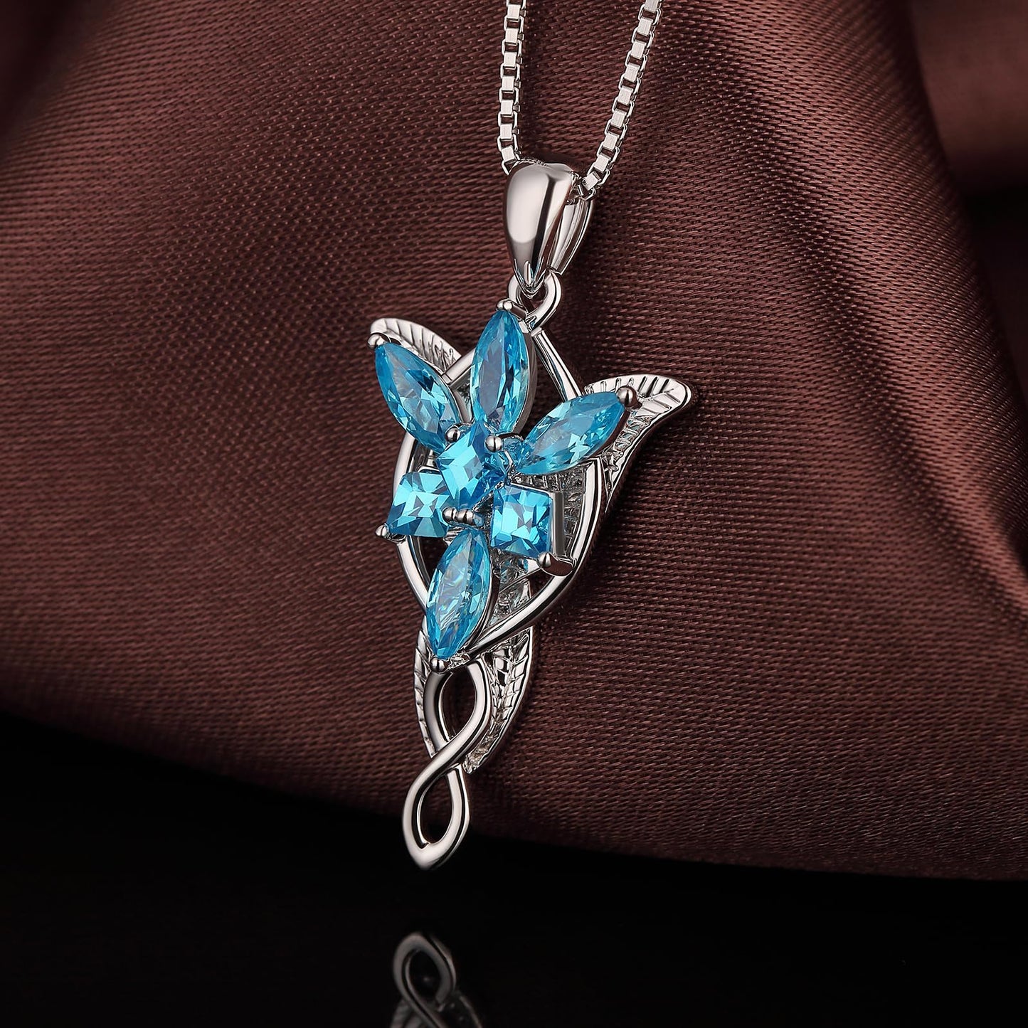 jiamiaoi Lord of the Rings Pendant Necklace Arwen Evenstar Necklace Silver Lord of the Rings Accessories Elvish Jewelry for Women