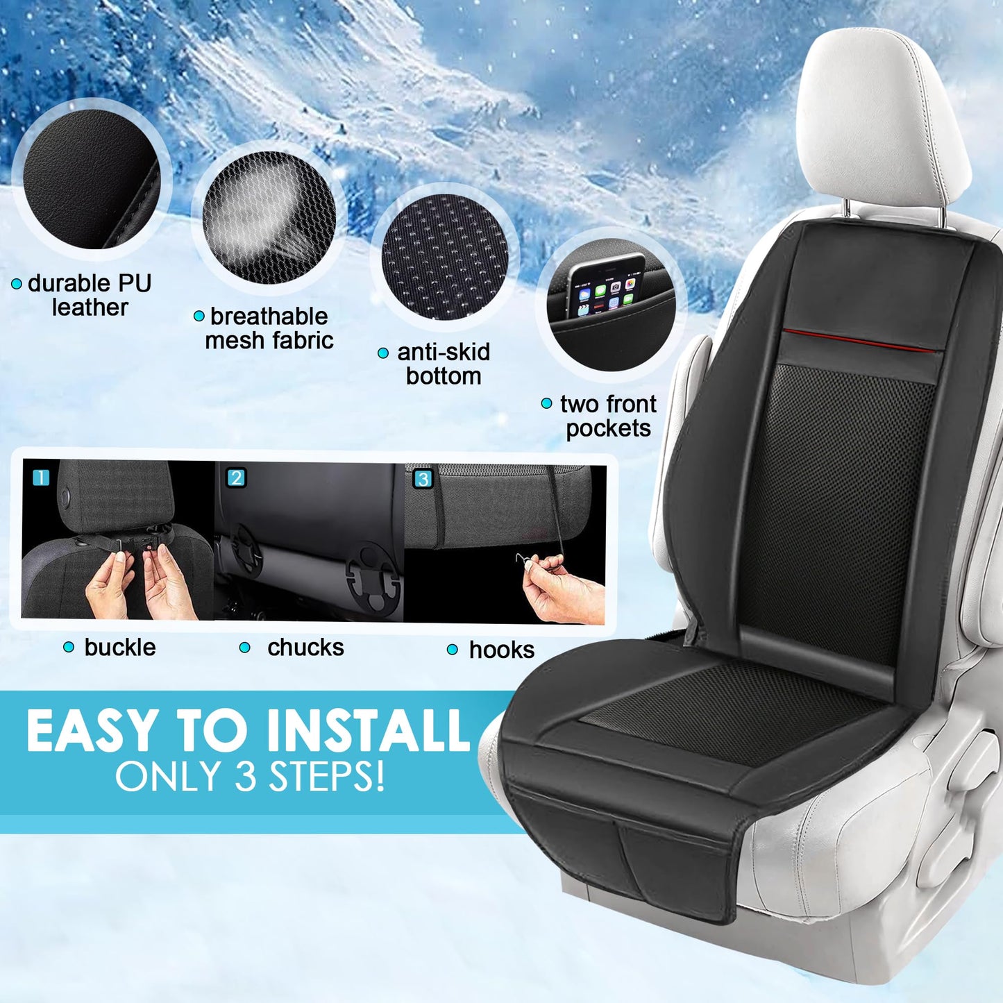 Fochutech 12V Summer Cooling Car Seat Cover with Massage Adjustable Temperature Warm Cooling Car Seat Cushion Ventilated 16 Fans Cooling Seat Cover for Car Front Seat Cooler for Vehicle SUV (Beige)