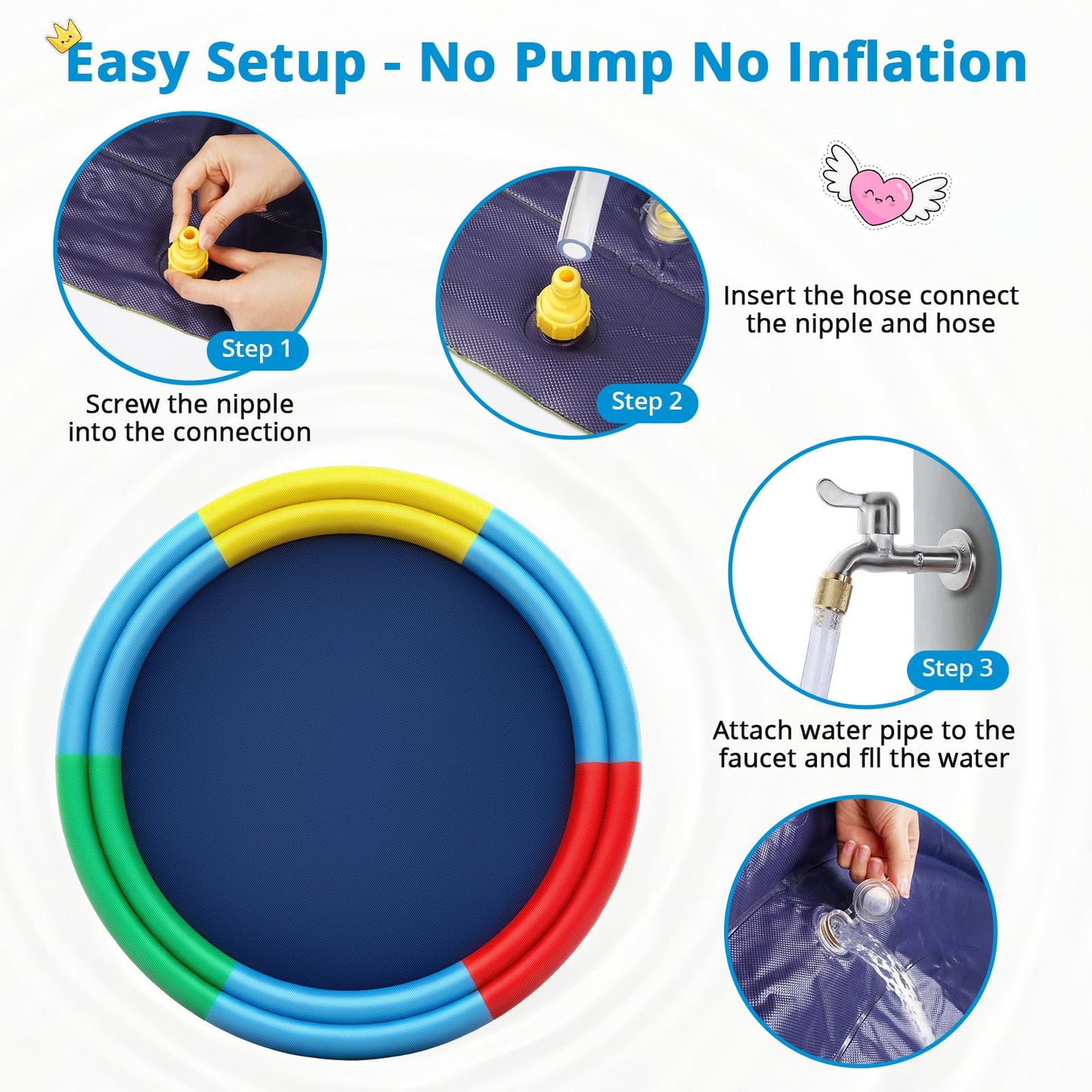 Large Splash Pad for Kids & Dogs, 78” Sprinkler Splash Pad with Dual Spray Tubes, Thick Non-Slip Water Play Mat for Backyard, Summer Outdoor Water Toys for Toddlers & Family