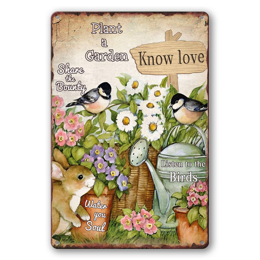 LZHQMI Vintage Metal Tin Signs - Bird & Flower Garden Plaques, Decorative Outdoor 8x12 Inch