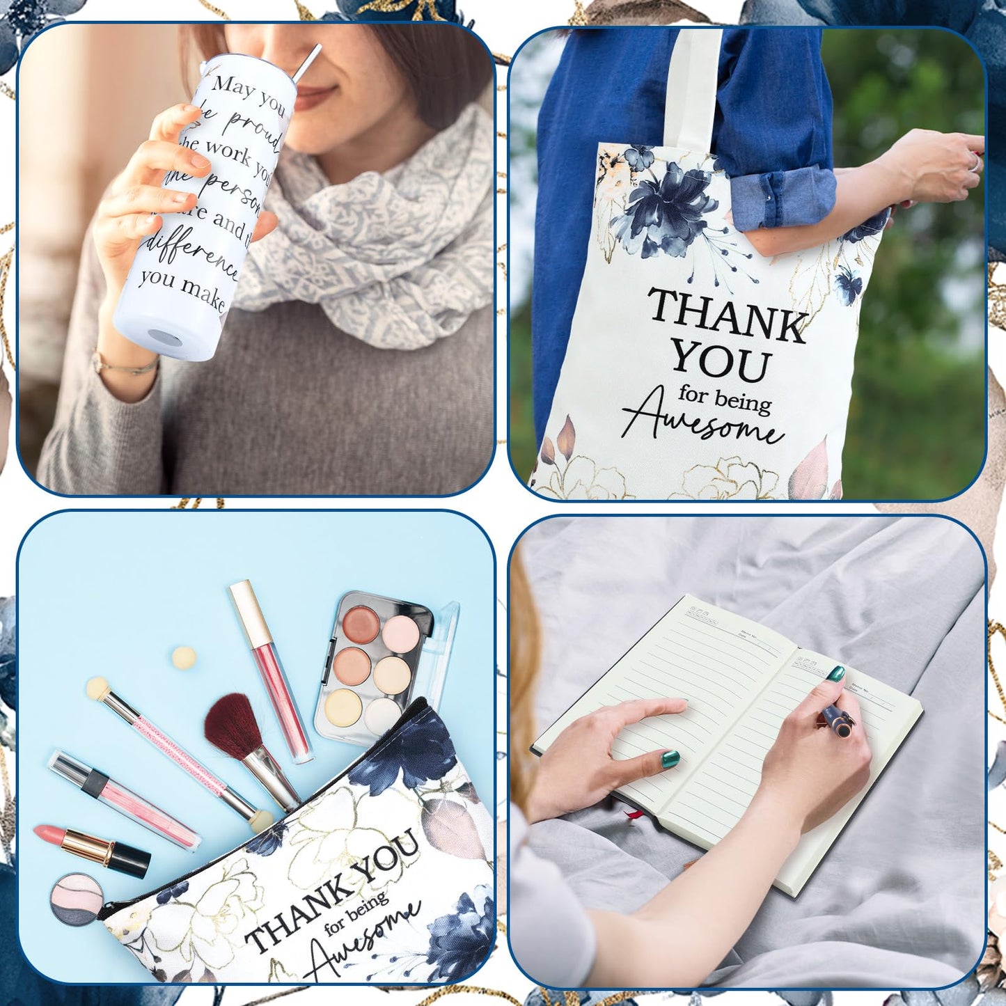 Wiwiqing 6 Pcs Employee Appreciation Gifts for Women, Thank You Gift Set for Coworker, Staff, Teacher, Nurse, Team Recognition Gifts for Work Anniversary, Farewell, Promotion(Classic Style)