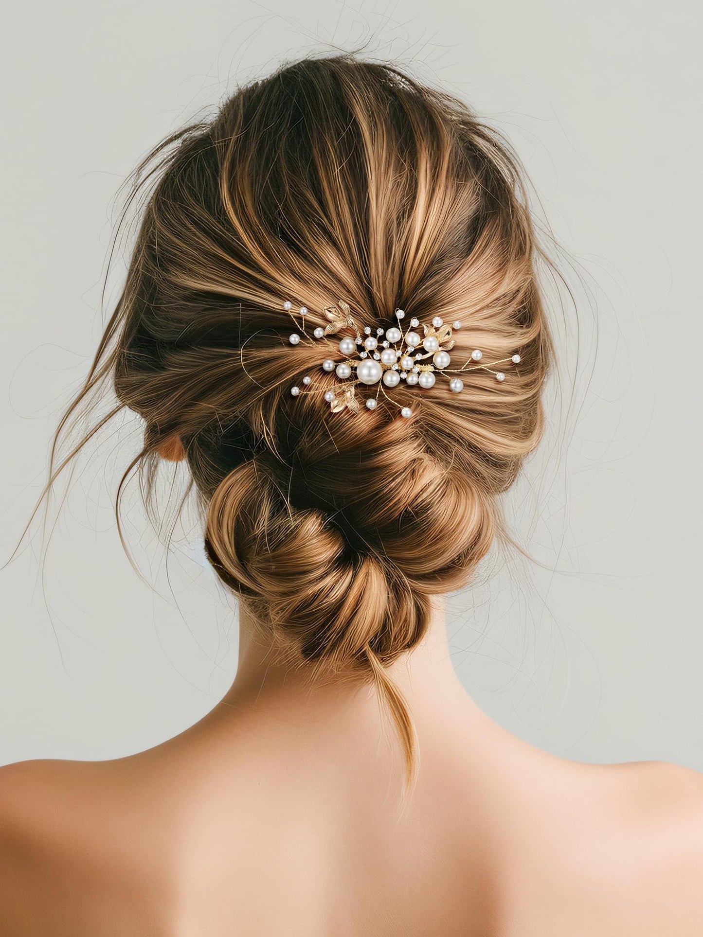SWEETV Bridal Wedding Hair Accessories Set of 7, Pearl Wedding Hair Comb Rhinestone HairPins Leaf HairPieces Elegant Bridal Headpieces Accessories for Brides Bridesmaids Women Girls