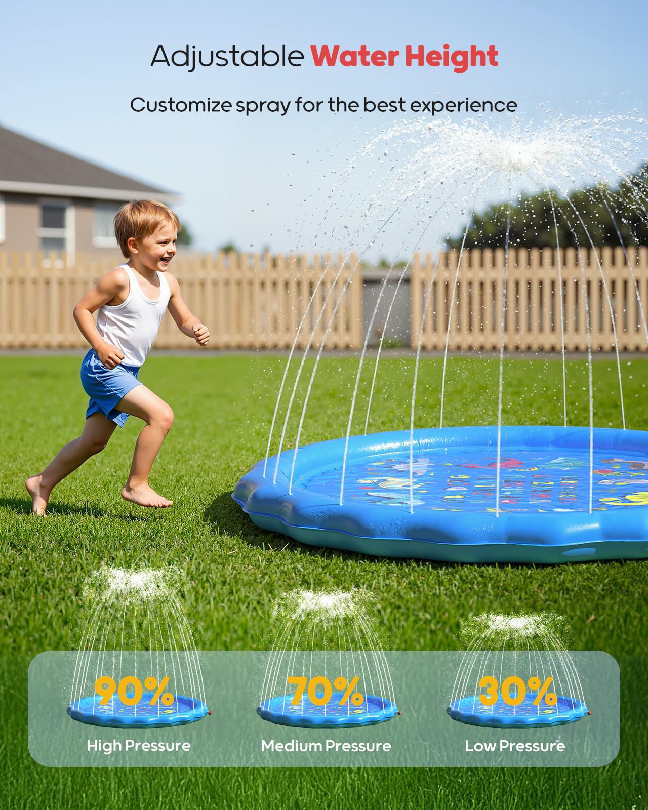 QPAU Splash Pads for Toddlers 1-3, Durable 67" Baby Splash Pad, Outdoor Sprinkler for Kids Toddler Toys, Summer Water Play Mat for Girl Boy Birthday Gift 2 Year Old