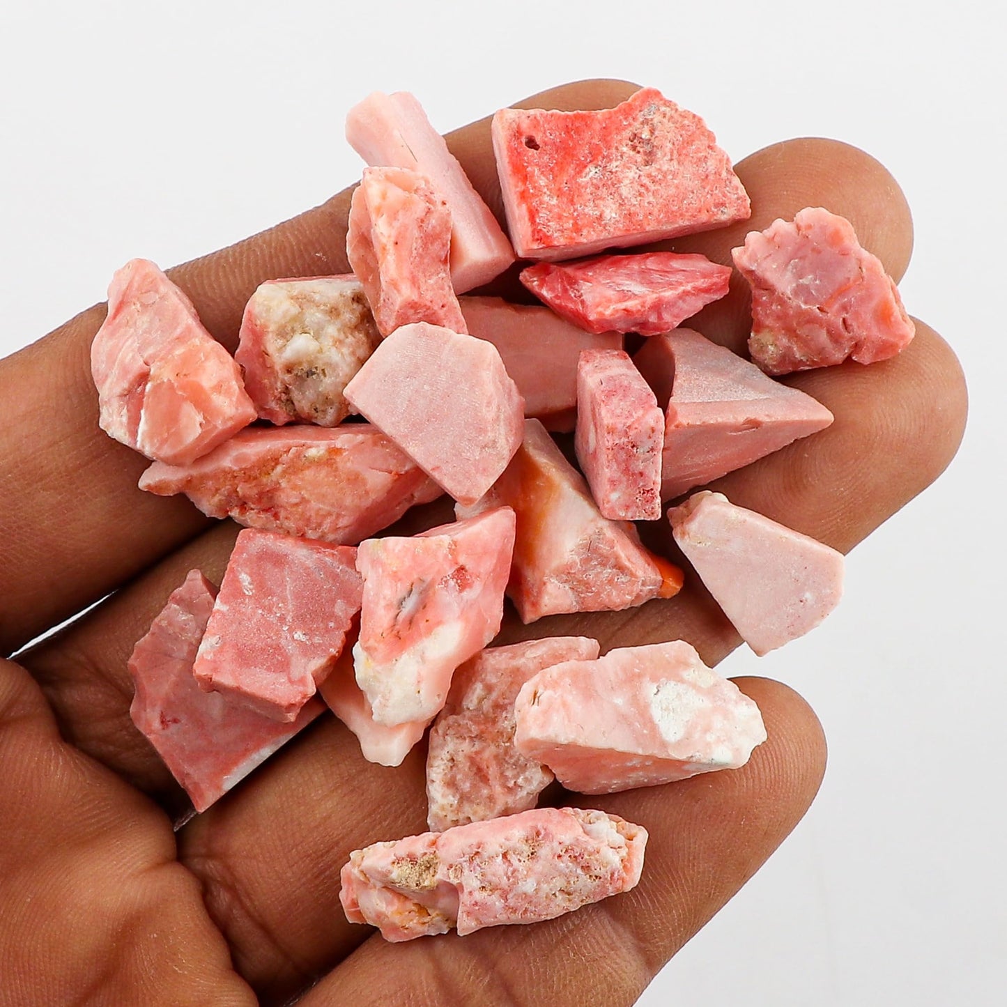 CRYSTALINES 5pcs Wholesale Natural Raw Pink Opal Gemstone, Untreated Rough Stones, DIY Jewelry Making, Bulk Loose Supplies, Chakra Healing Crystals, October Birthstone, Gem Collection