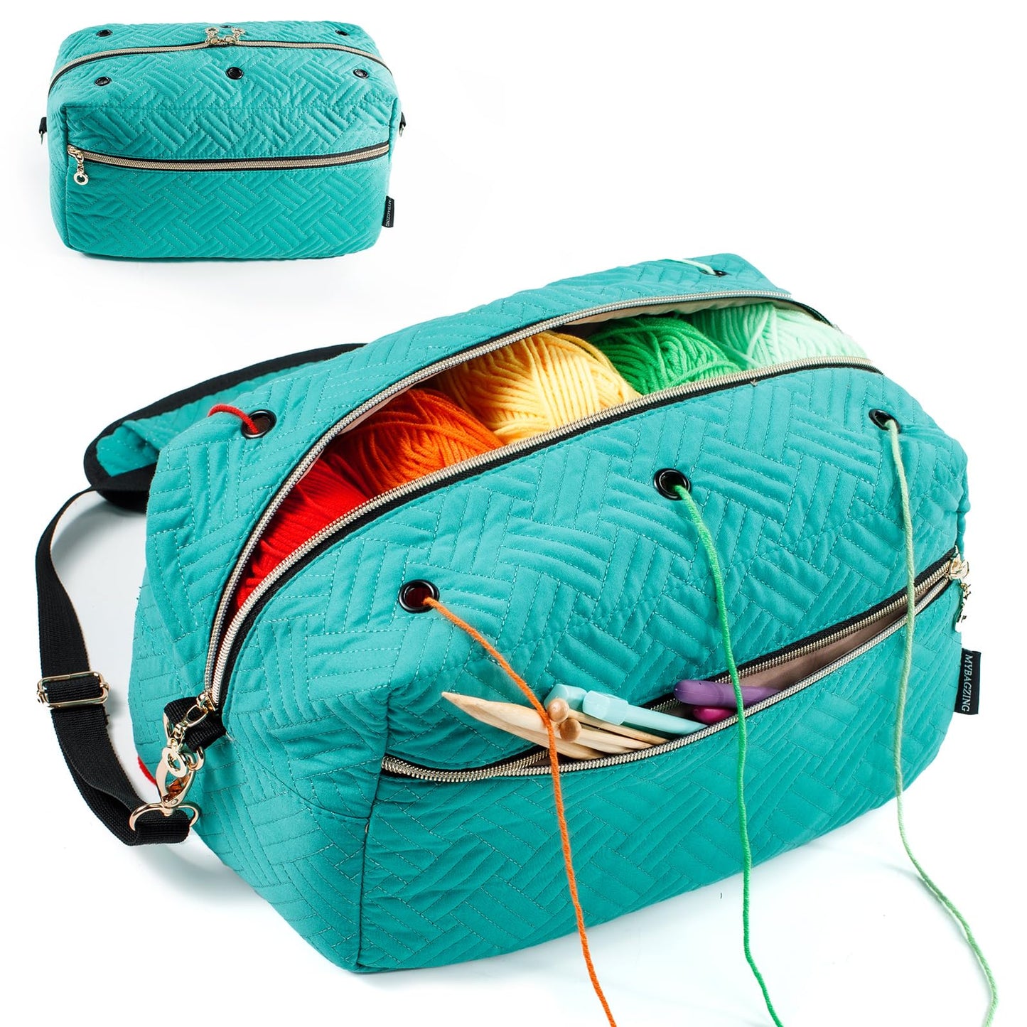 MYBAGZING Crochet Bag Organizer - Knitting Bag - Yarn Storage Organizer - Yarn Bag for Crocheting - Yarn Holder for Crochet Accessories, Knitting Needles, Crochet Hooks, Crocheting & Knitting Gifts,