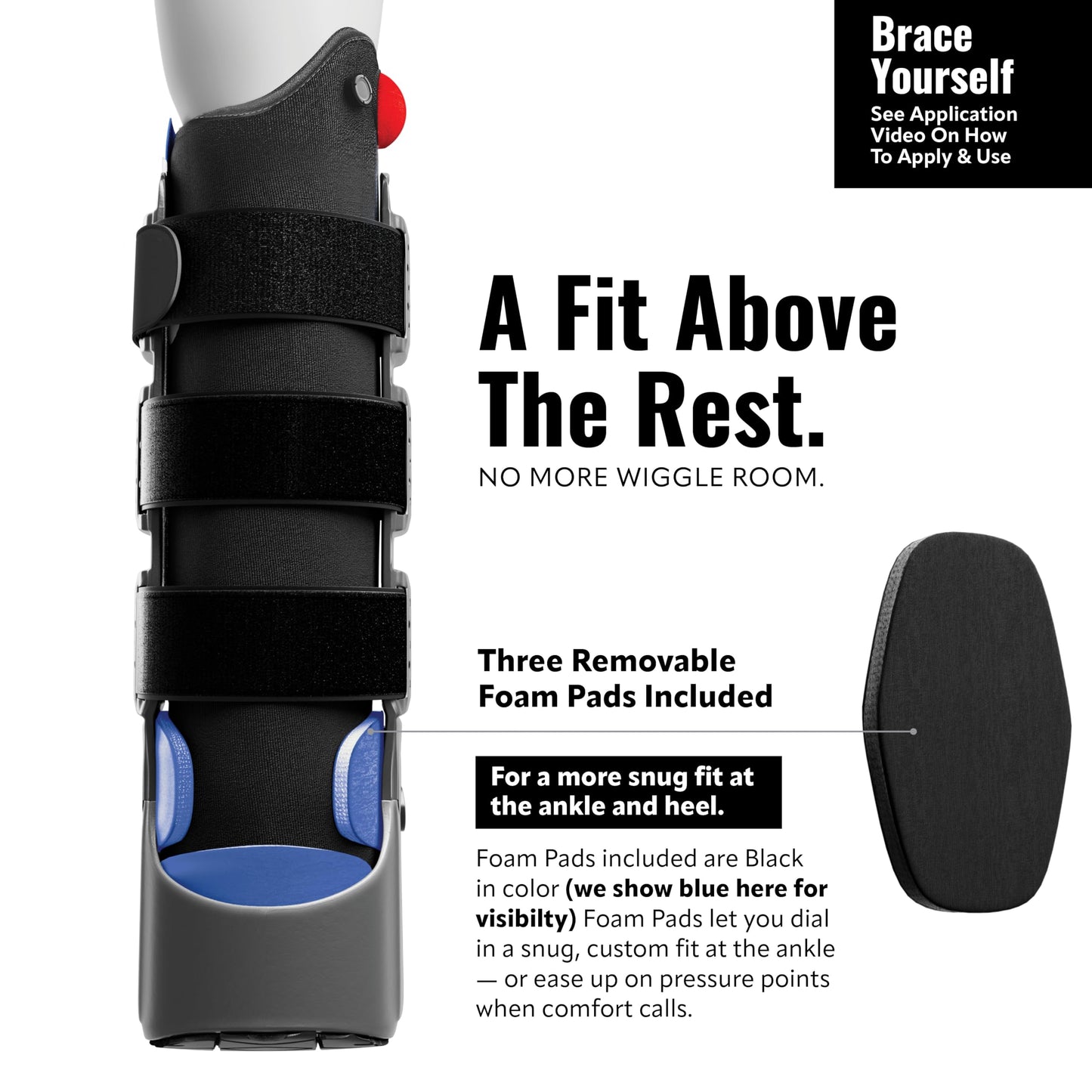 Tall Side Pump Fracture Boot, Medical Grade Foot Brace for Fractures, Cart Friendly Ankle Boot & Brace, Adjustable Air Pump, Sprain & Injury Recovery, Post Op Shoe, Foot Boot for Injured Foot, Medium