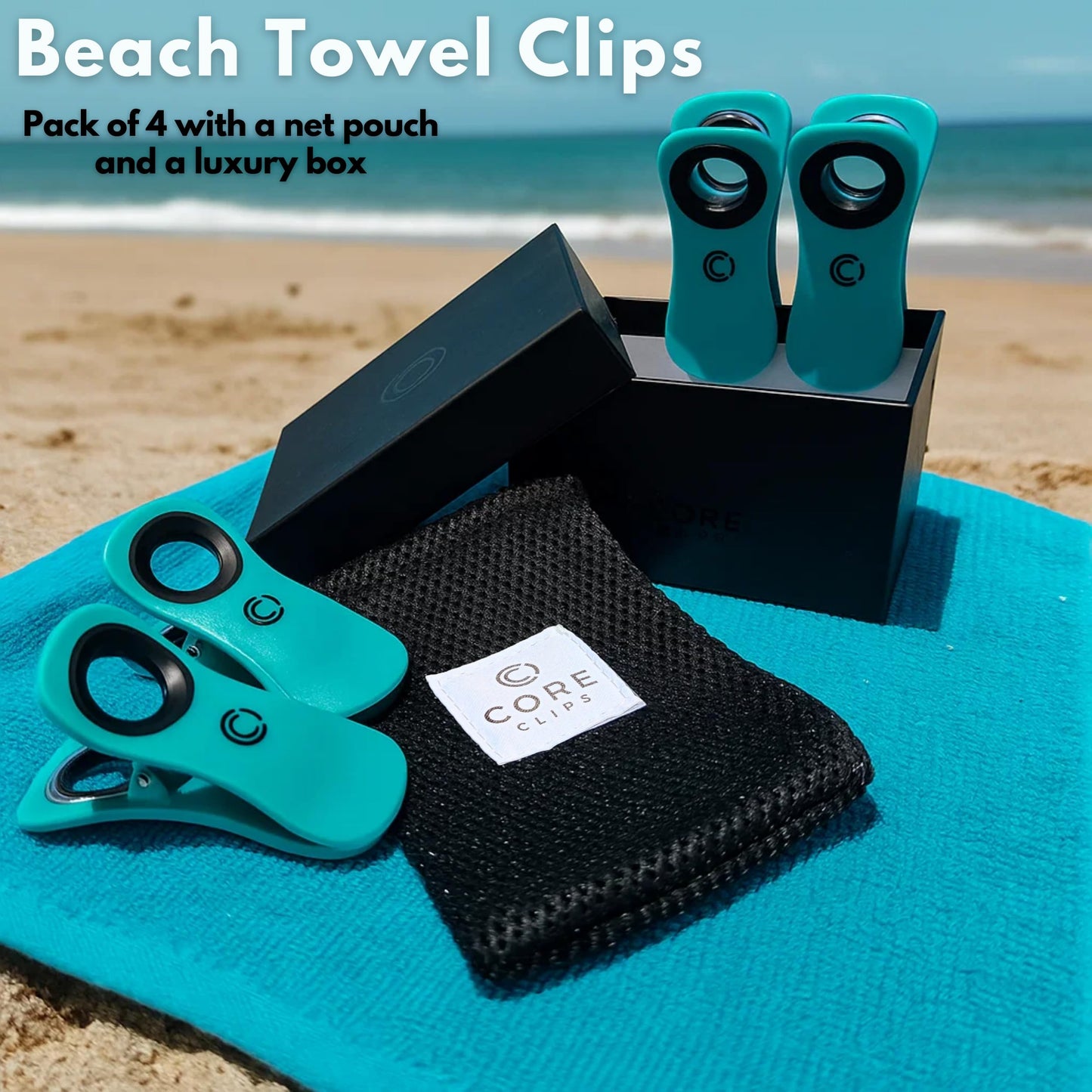Core Clips Beach Towel Clips for Cruise Chairs - Heavy Duty Towel Holders for Lounge Chairs - 2.5" Opening Large Pool Clips to Hang Towels on Loungers, Clamps to Hold Towel in Wind - Cruise Essentials
