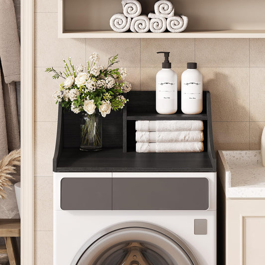 Tarnorci Washer and Dryer Countertop, 2-Tier Laundry Countertop Single Washer Dryer Topper for Laundry Room Storage Organization (Black, 27'')