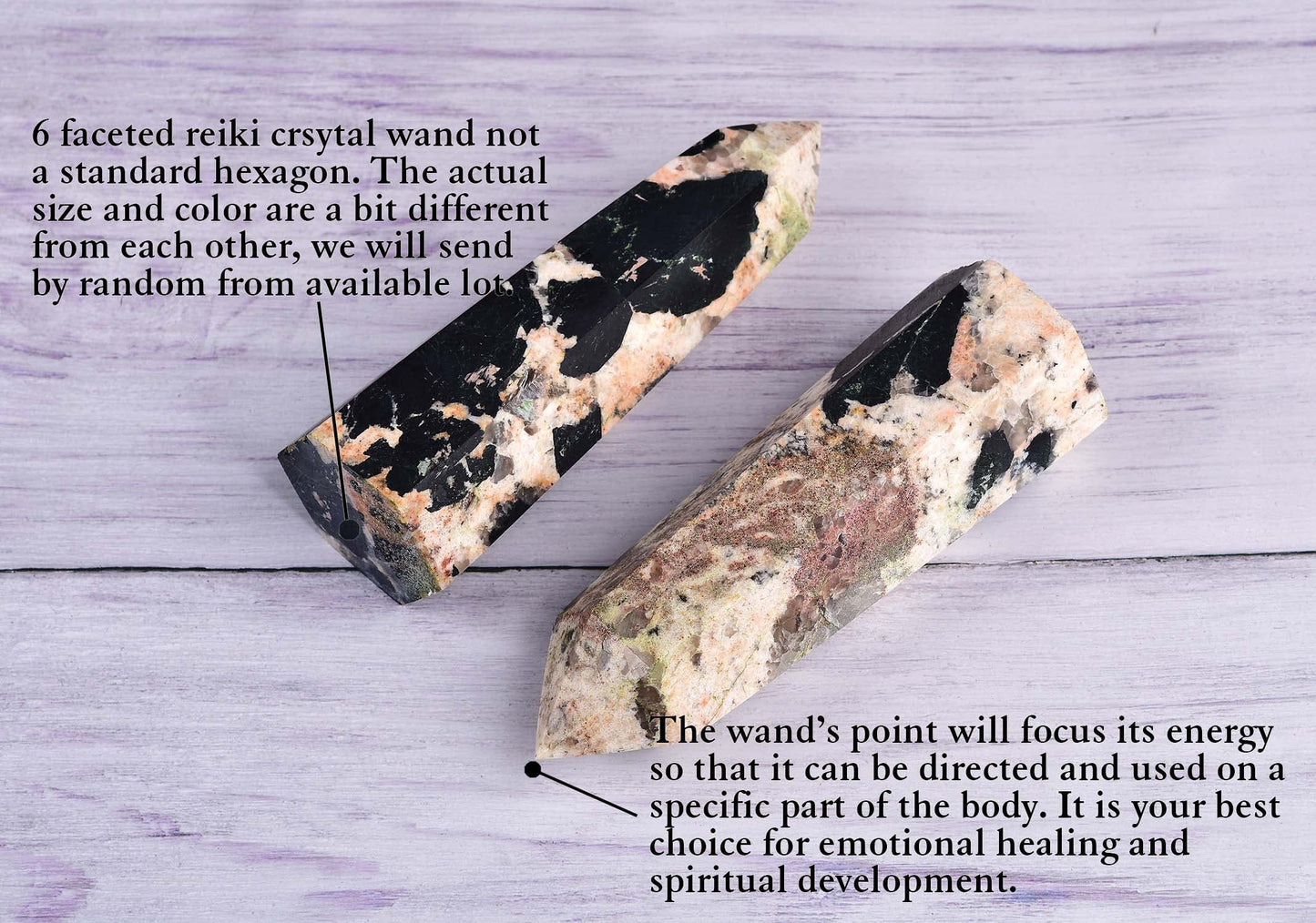 AMOYSTONE Large Healing Crystal Wand Obelisk 6 Faceted Reiki Tower Chakra Meditation Therapy Black Tourmaline 0.6-1.1 LBS
