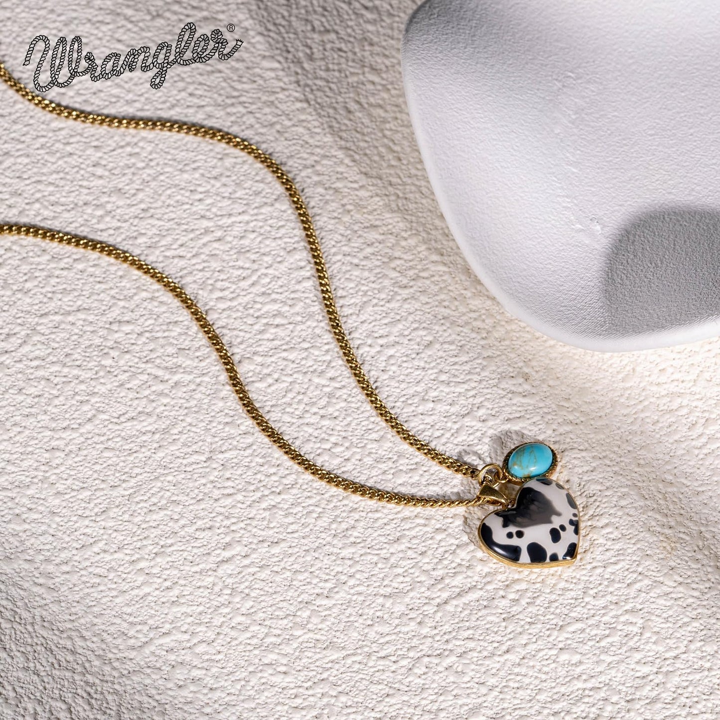 Montana West x Wrangler Western Pendant Necklace for Women 14k Gold Silver Heart Statement Turquoise Cowgirl Vintage Trendy Fashion Jewelry WNS-1129G-TQ