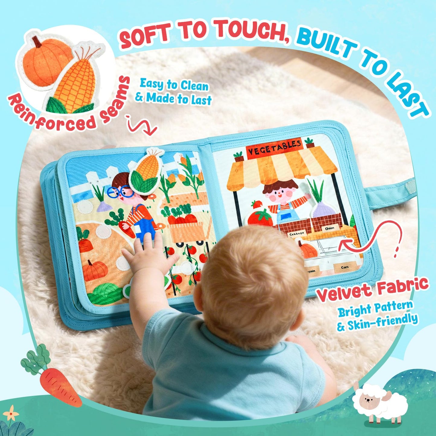 JoyCat Farm Busy Book for Toddlers 1-3, 21-in-1 Montessori Toy, Busy Travel Quiet Book, Birthday Gift for 1-3 Year Old