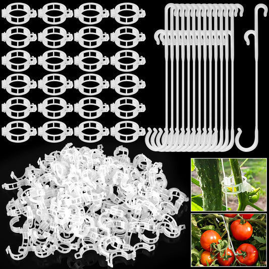HFXXAD 500Pcs Tomato Clips & Tomato Support j Hooks Plastic Trellis Clips Adjustable Tomato Vine Garden Clips to Prevent Tomatoes Falling Off