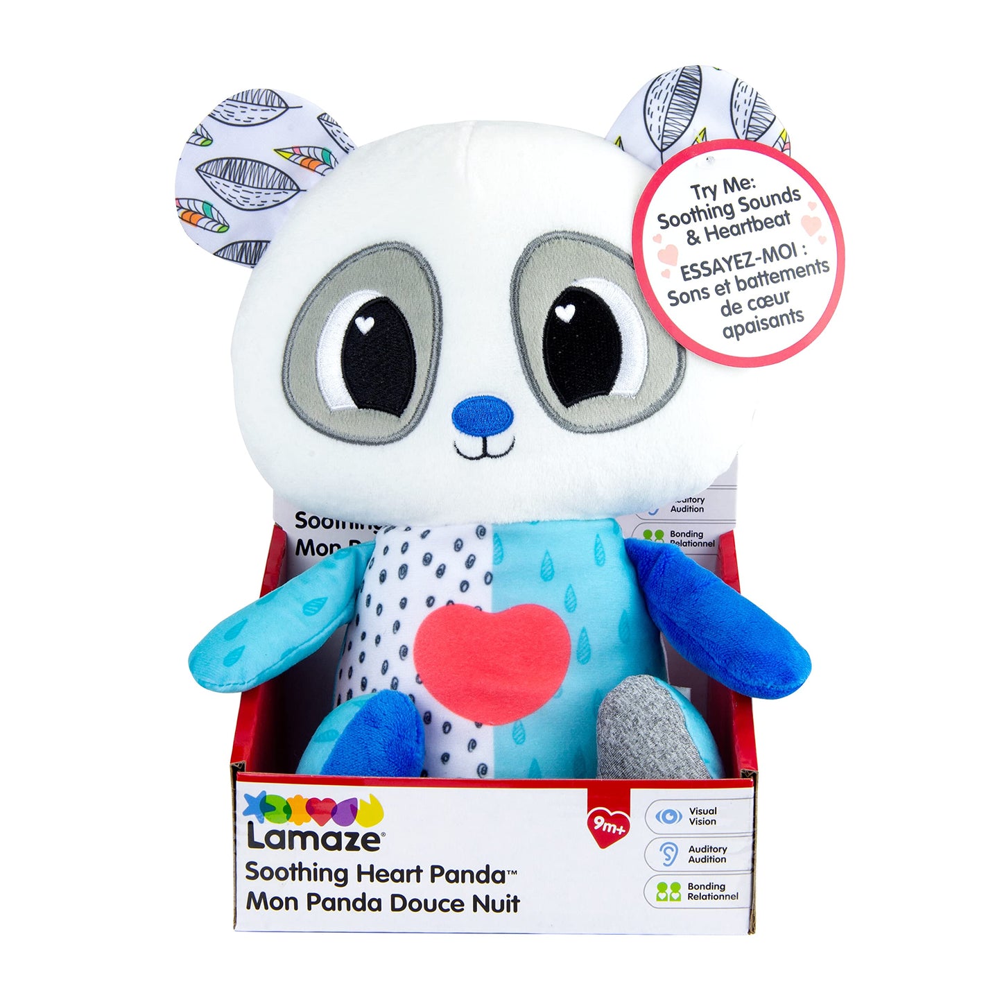 Lamaze Soothing Heart Panda Plush Lullaby Stuffed Animal - Vibrating Baby Soother Includes Calming Glowing Heartbeat and 3 Lullabies - Baby Light Up Toys and Musical Toys - Ages 9 Months and Up