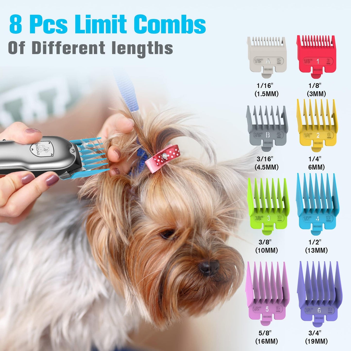 Gooad Dog Clippers for Grooming for Heavy Thick Hair&Coats,Low Noise Dog Hair Trimmer,Rechargeable Cordless Pet Shaver with Stainless Steel Blade, Dog Grooming Kit for Small Large Dogs Pets (Sliver)