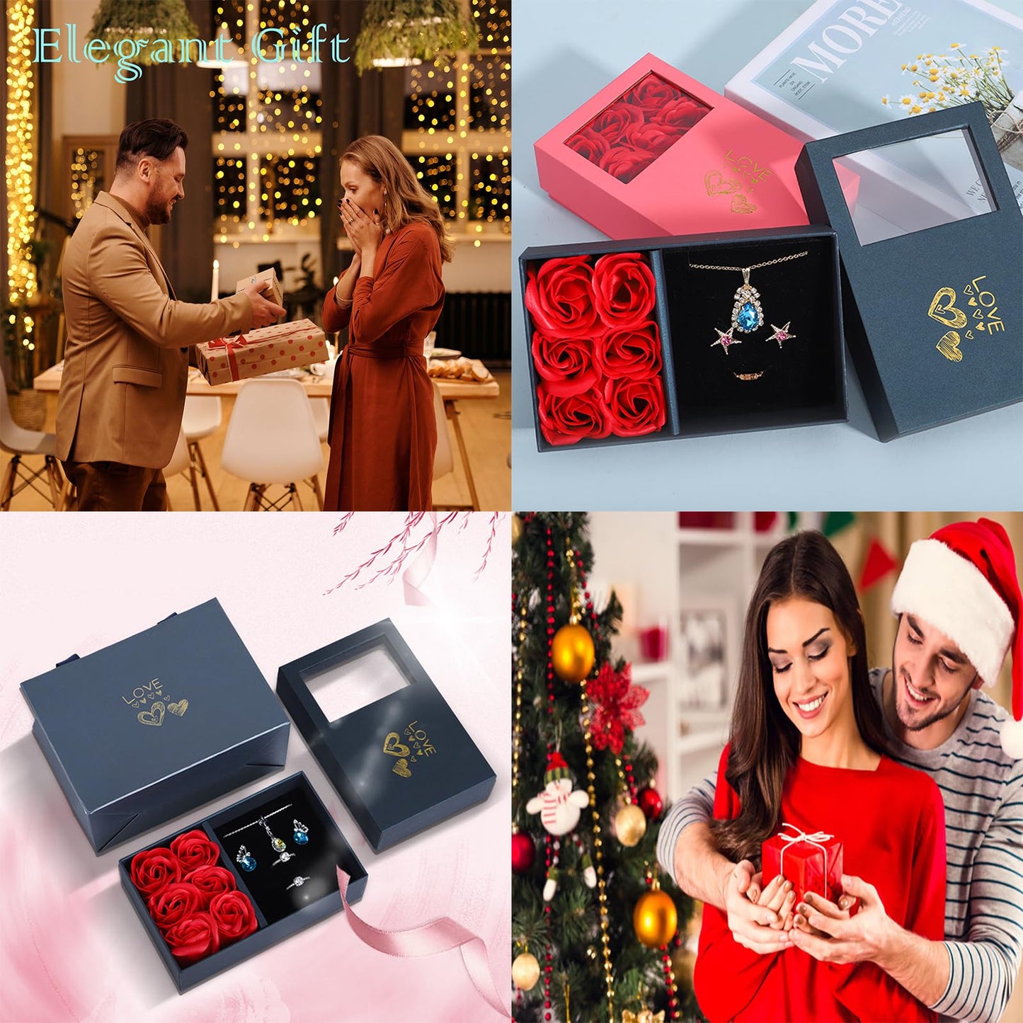 JYCMMFC Rose Ring Box Jewelry Gifts Box Eternal Rose Necklaces Bracelets Box Valentine's Day Christmas Thanksgiving Birthday Romantic for Women Her Mom Wife Girlfriend (Jewelry is NOT included)