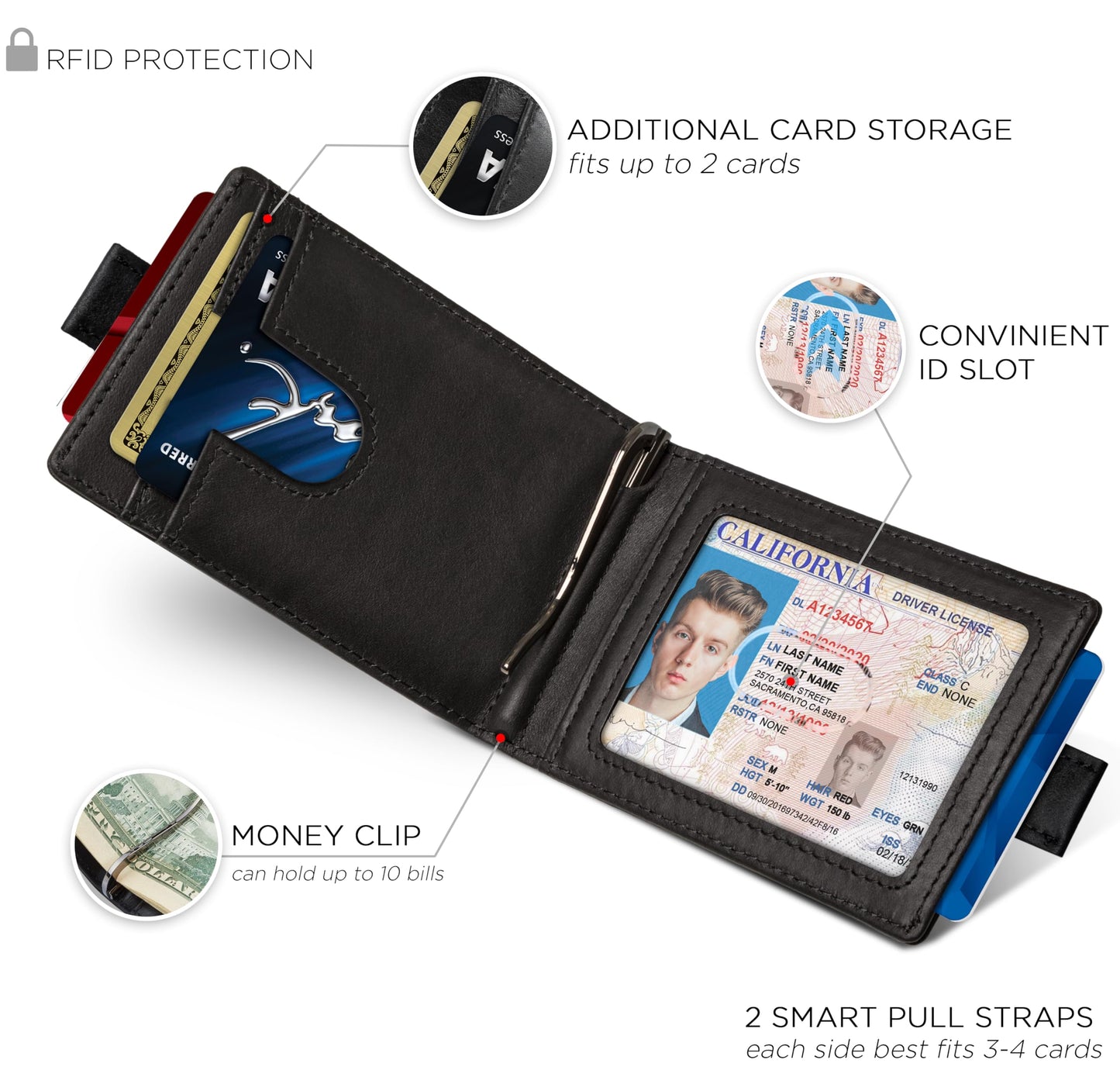 RFID Blocking Slim Money Clip Wallet – Leather Bifold Front Pocket Minimalist Mens Wallet with Money Clip for Men, Small Credit Card Holder Wallet - Travel Wallet with Gift Box