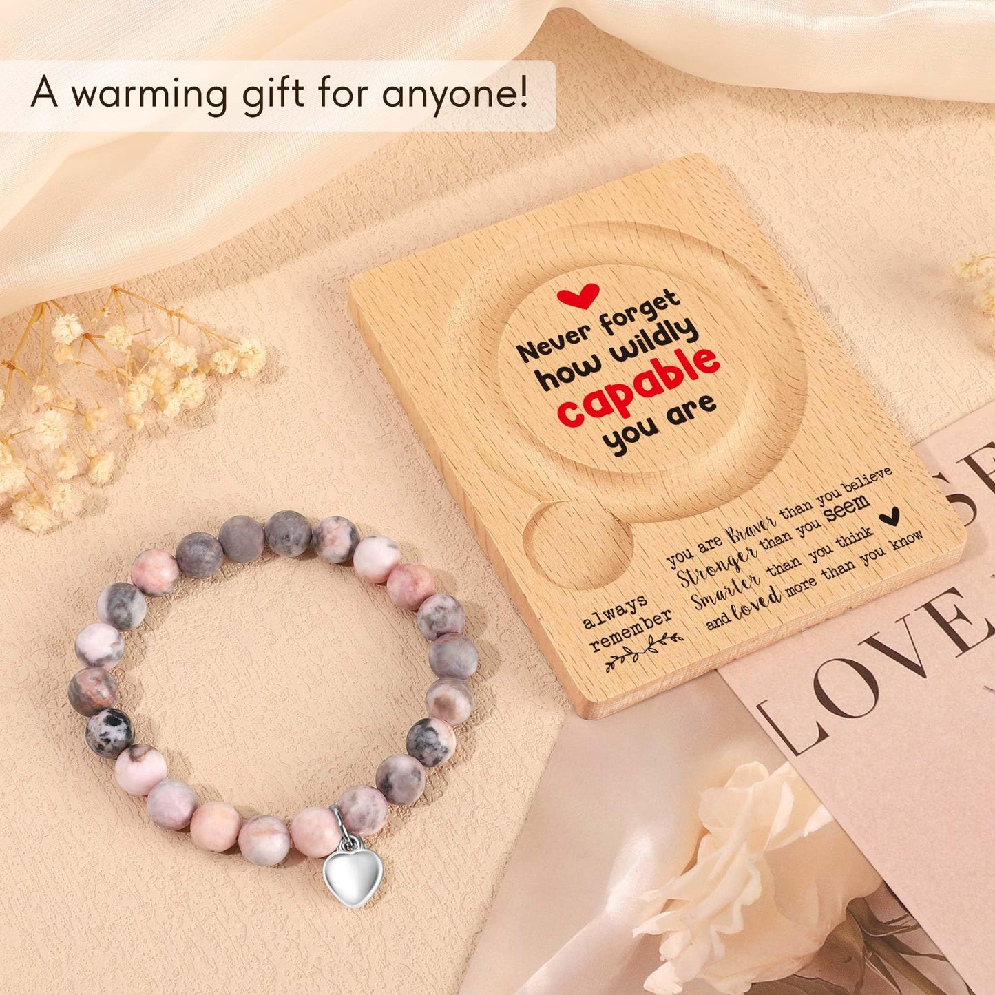 WZHENAINI Motivational Positive Inspirational Affirmation Bracelets, Positive Affirmation Gifts for Coworker Female, Uplifting Encouragement Inspired Graduation Birthday Gifts for Women