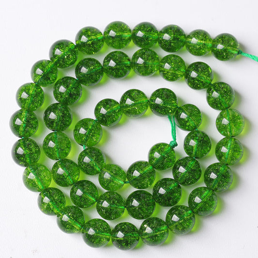36PCS 10MM Beads Green Crystal Quartz Gem Energy Crystal Healing Jewelry Making Natural Stone Beads DIY (Green Crystal, 10MM)