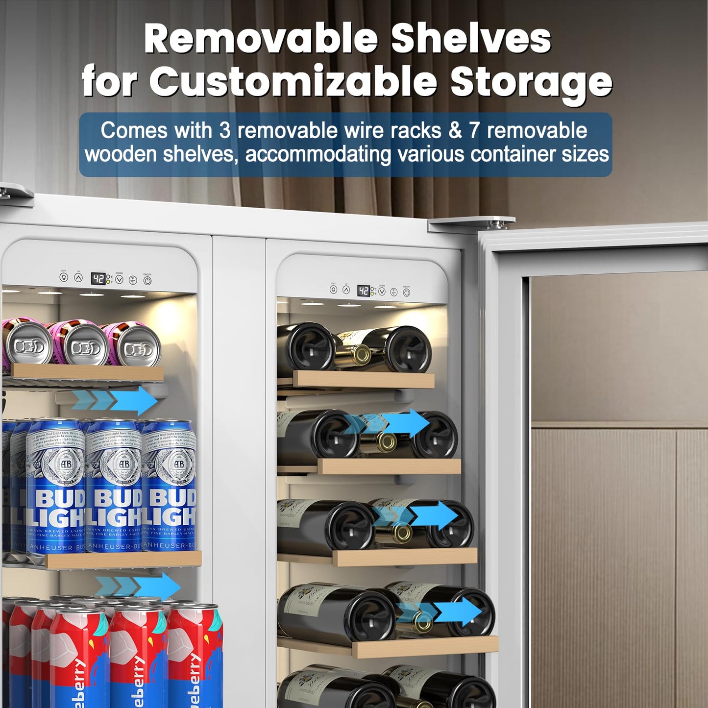 Velieta 24 Inch Dual Zone Wine and Beverage Refrigerator - Under Counter Built-in/Free Standing Beverage Cooler with Glass Door,Beverage Fridge with Large Capacity, Advanced Cooling System, White
