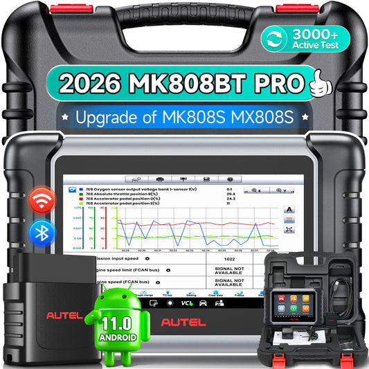 Autel Scanner MaxiCOM MK808BT PRO, 2026 Bidirectional Tool as MK900BT, Up Ver. of MK900 MaxiCheck MX900 MK808S MX808S, 3000+ Test, 28+ Service, All System Diagnostic, Injector Coding, FCA Android 11
