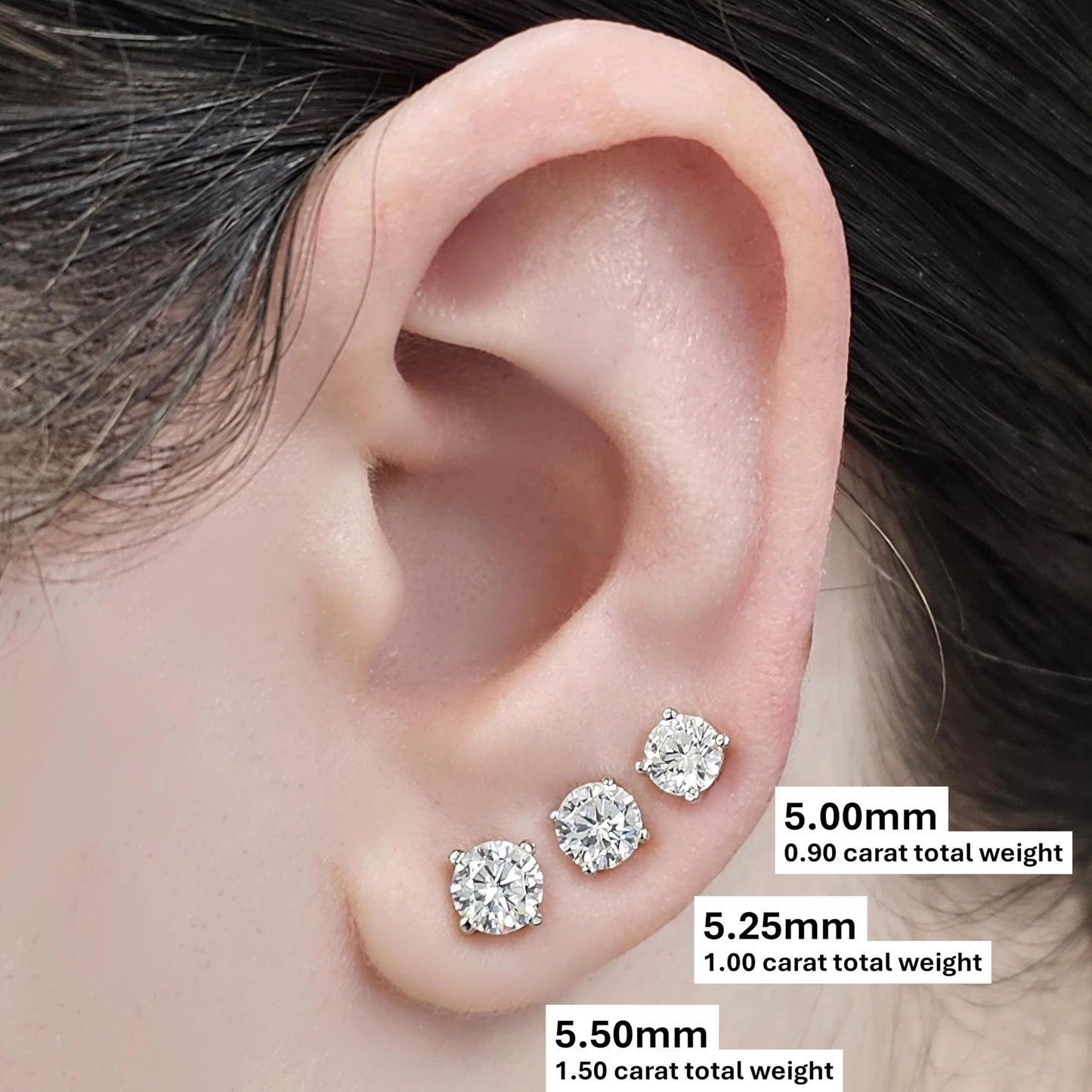 Central Diamond Center Round Simulated Diamond Stud Earrings Hypoallergenic Metal & Sterling Silver CZ - 5.50mm (1.50cttw) Yellow