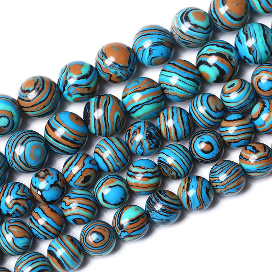 48PCS 8mm Natural Blue Malachite Stone Beads Round Loose Gemstone Beads for Jewelry Making DIY Bracelet Necklace 15 Inch,Energy Stone Healing Power