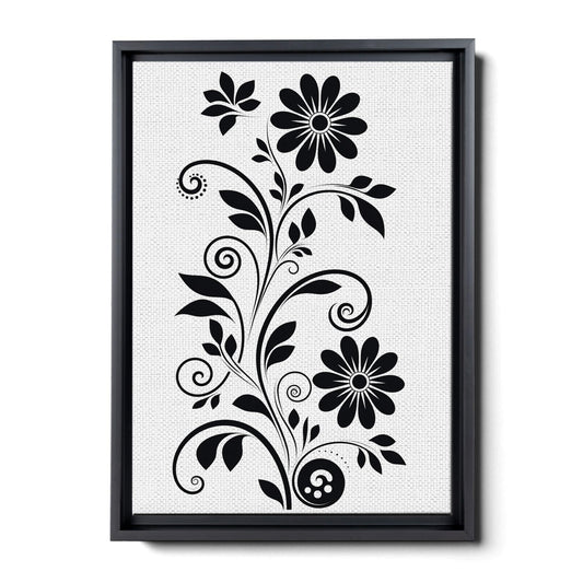 Scandinavian Folk Art, Black and Beige Abstract Botanical Wall Art for Scandinavian Home Decor