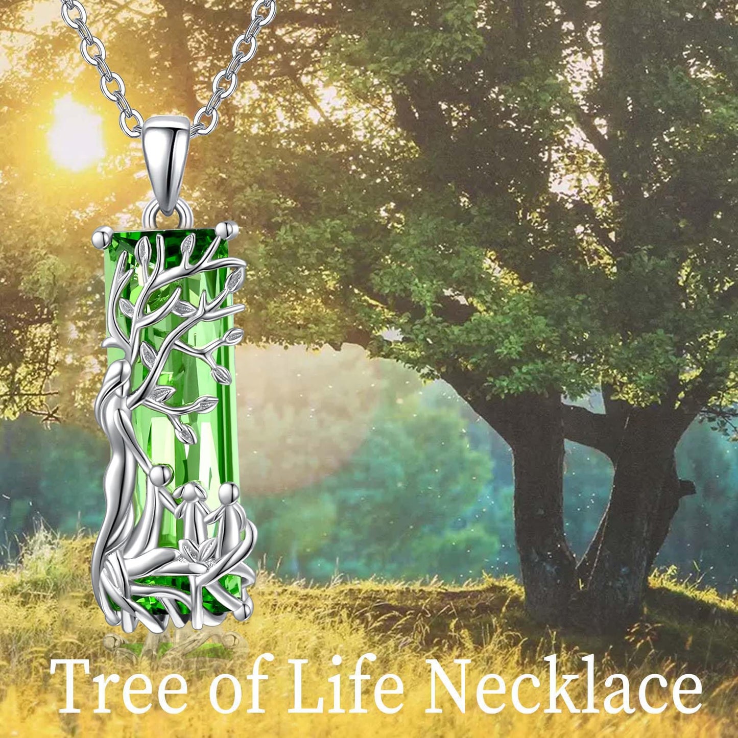 AENEAS Valentines Day Gifts for Women Her Tree of Life Necklaces for Women Sterling Silver Family Tree of Life Pendant Green Crystal Jewelry Christmas Gifts for Women Wife Grandma