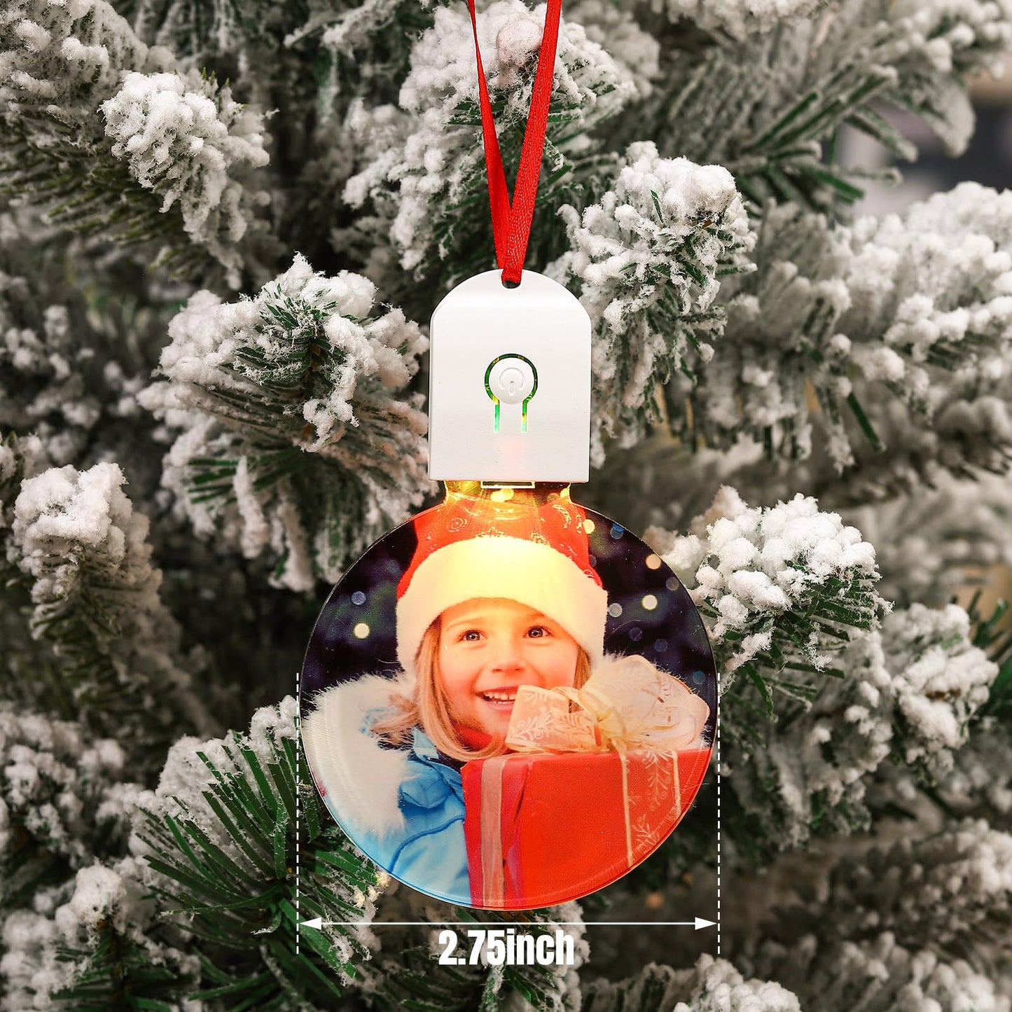 Halloscume 10 Pcs Christmas Sublimation Ornament Blanks Light up Acrylic LED White Pendants Ornaments Bulk for Heat Press Printing Xmas Tree DIY Handmade Crafts Party Decorations Supplies (Round)