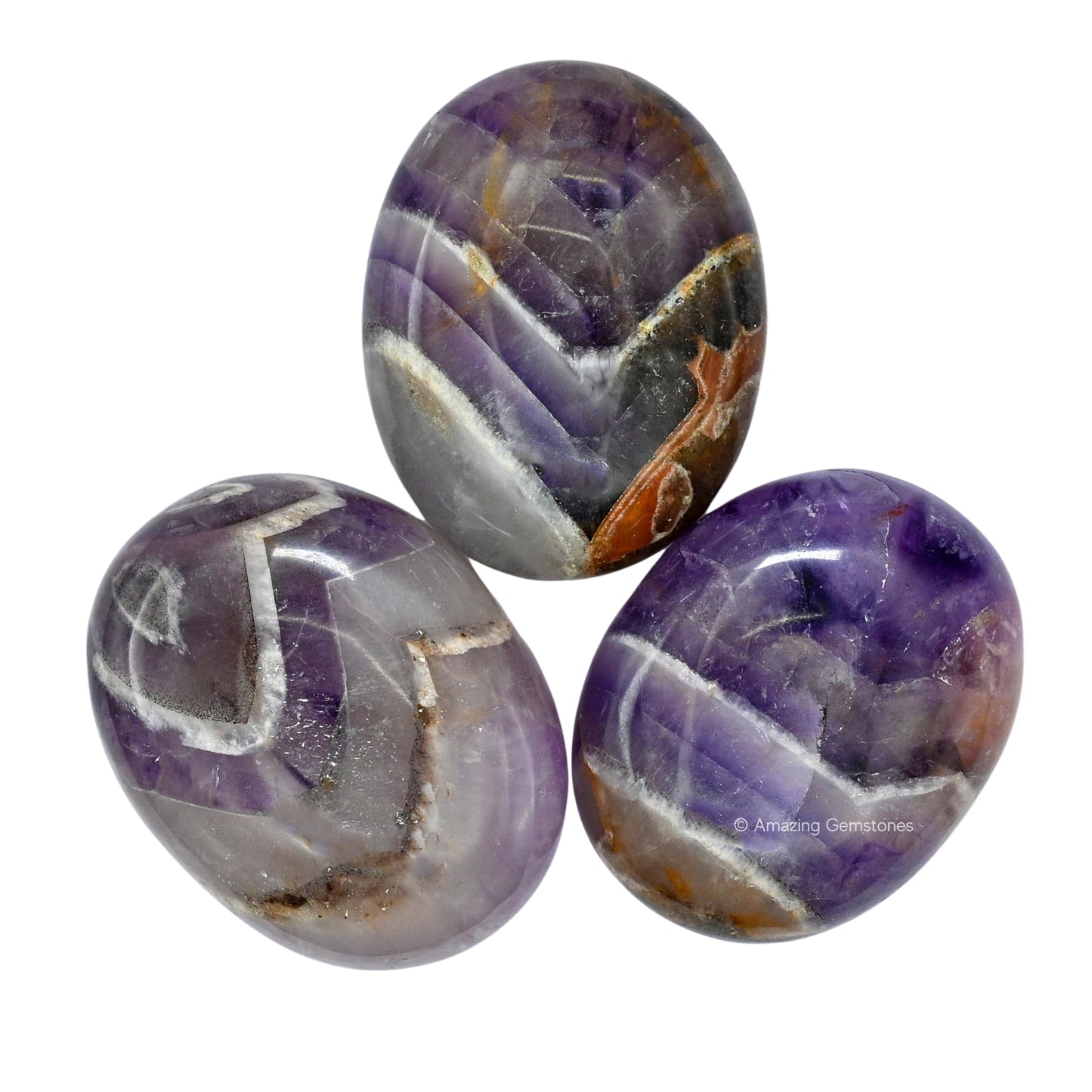 Amazing Gemstone Amethyst Chevron Crystals and Healing Stones - Large Palm Stone Crystals Piedra - Crystal for Good Luck, Positive Energy, Meditation - Unique Stocking Stuffers, Gifts for Women, Men