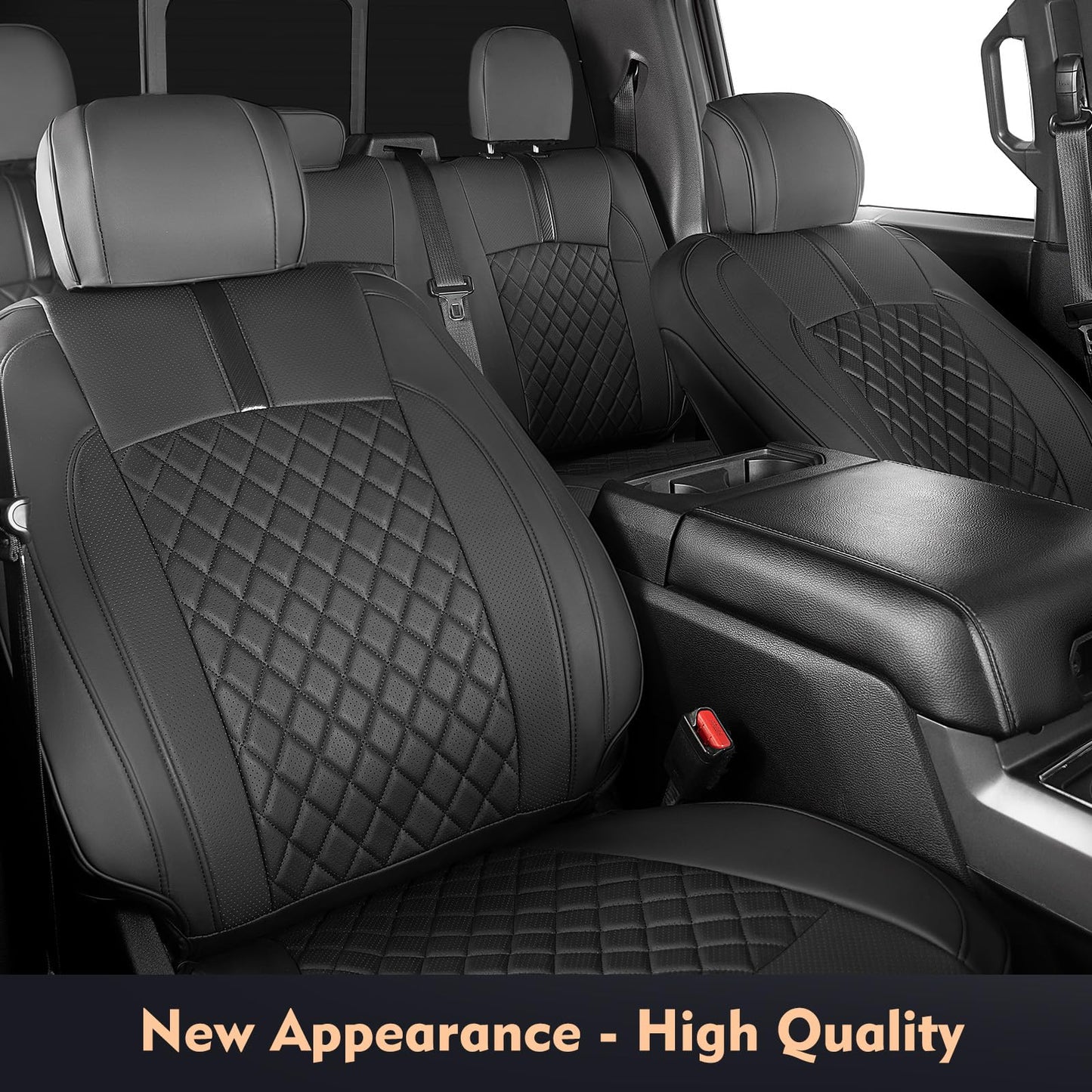 Seat Covers for F150 XL XLT STX 2021-2025 2024 2023 2022 Supercrew Cab, Accessories for F150, Truck Seat Protection, Durable Easy-Cleaning Leather, NOT for 40/20/40 Bench Front Seat(Jump Seat)