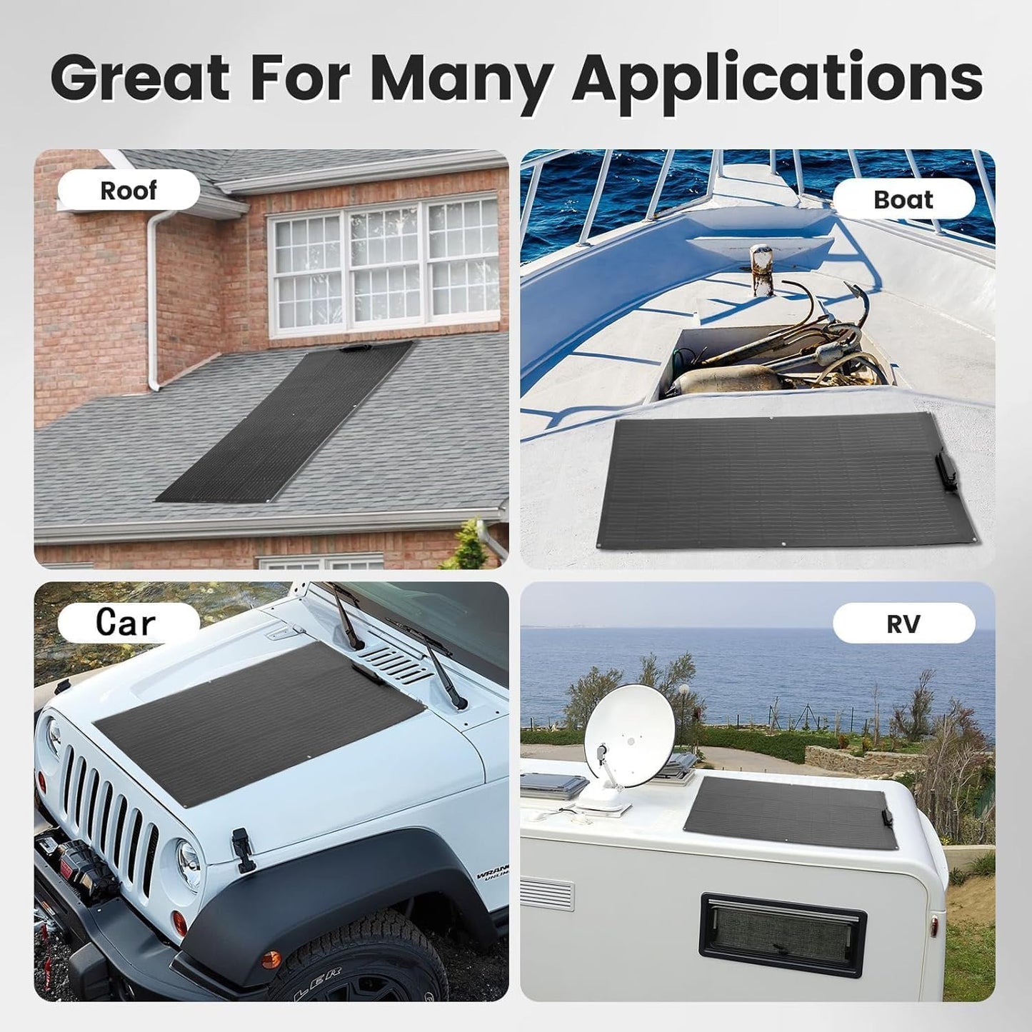 800 WattFlexible Solar Panel,2pcs 400 Watt Monocrystalline Solar Panel kit 10BB High Efficiency Module PV Power for 12-36V Battery Charging Car Battery Camper