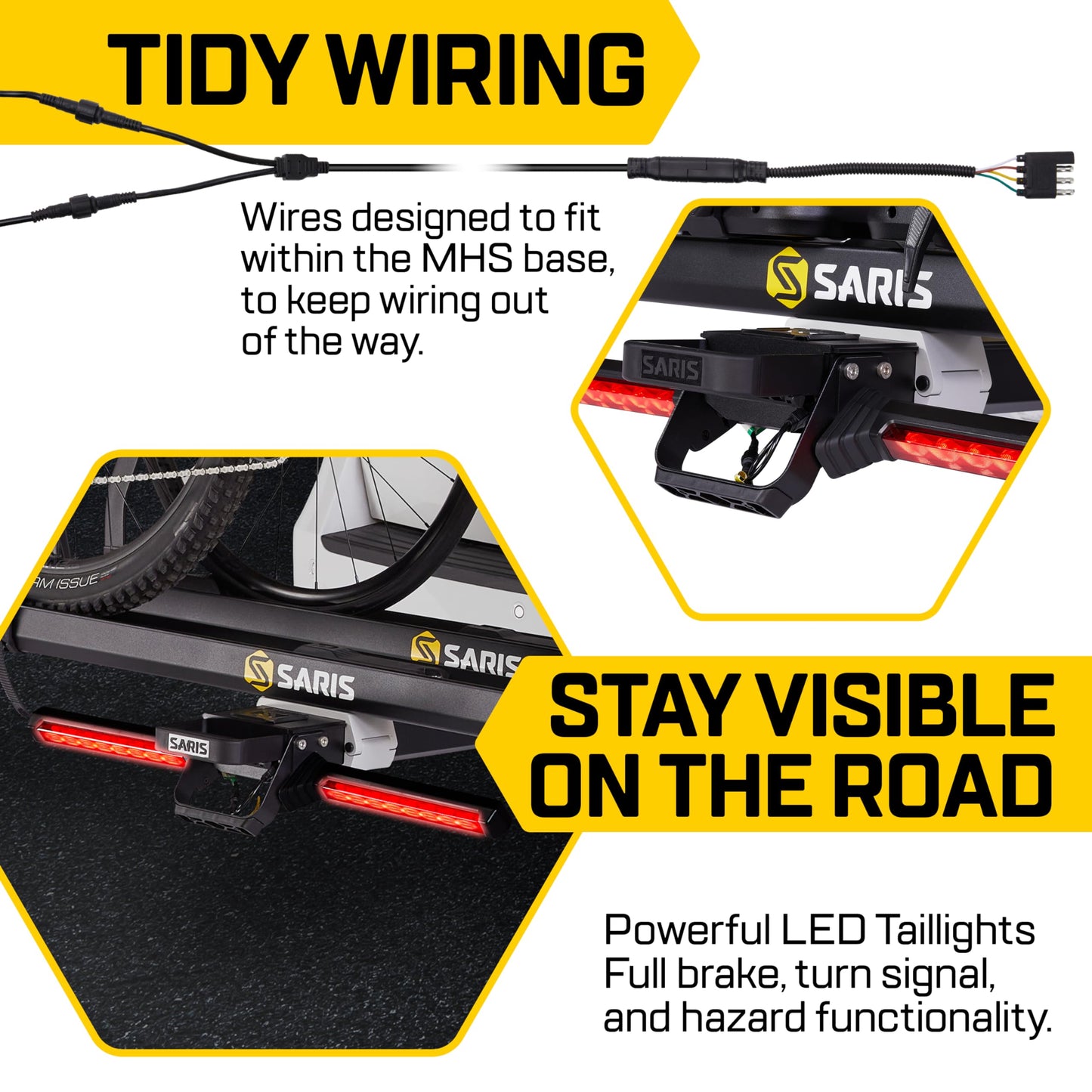 SARIS Modular Hitch System Bike Rack Accessory, MHS Light KIT Add-on Attachment | DOT Compliant Full Brake, Turn Signal, and Hazard Light functionality.
