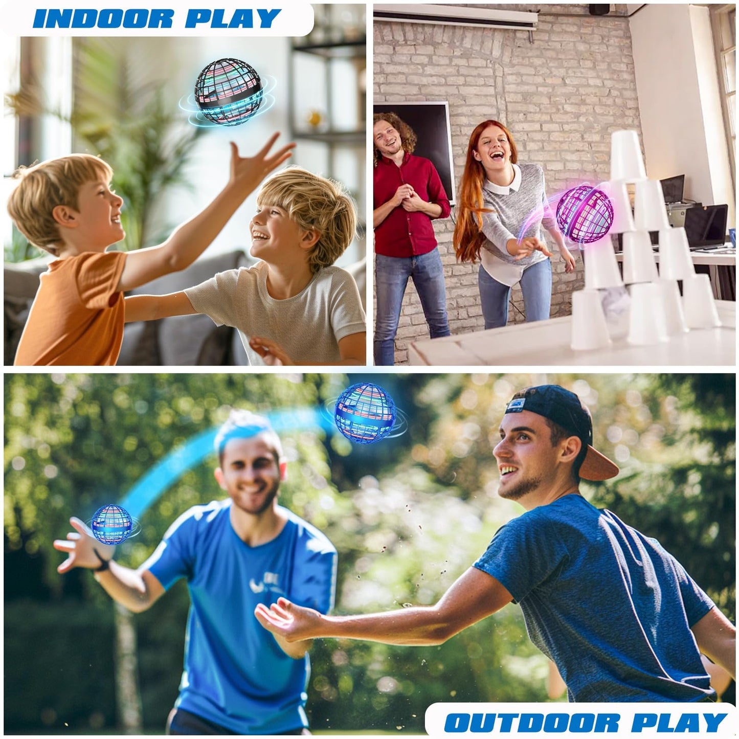 UROINT 2026 Flying Orb Ball for Kids, Magical Hover Cosmic Space Boomerang Rotating Floating Mini Hand Drone Stocking Stuffer Xmas Toys for Girls Boys Teen Age 6 7 8 9 10+ Blue